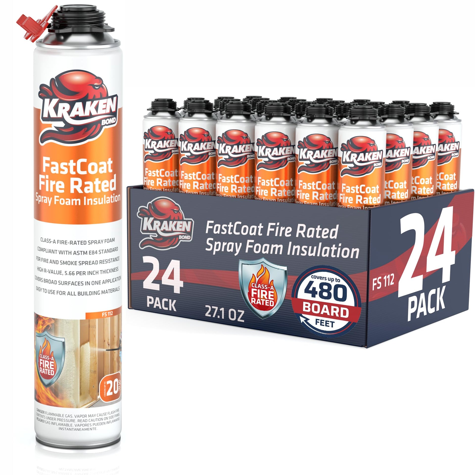 Fastcoat Fire Rated Spray Foam Insulation Closed Cell in a Can 480 sq ft (24 Count)