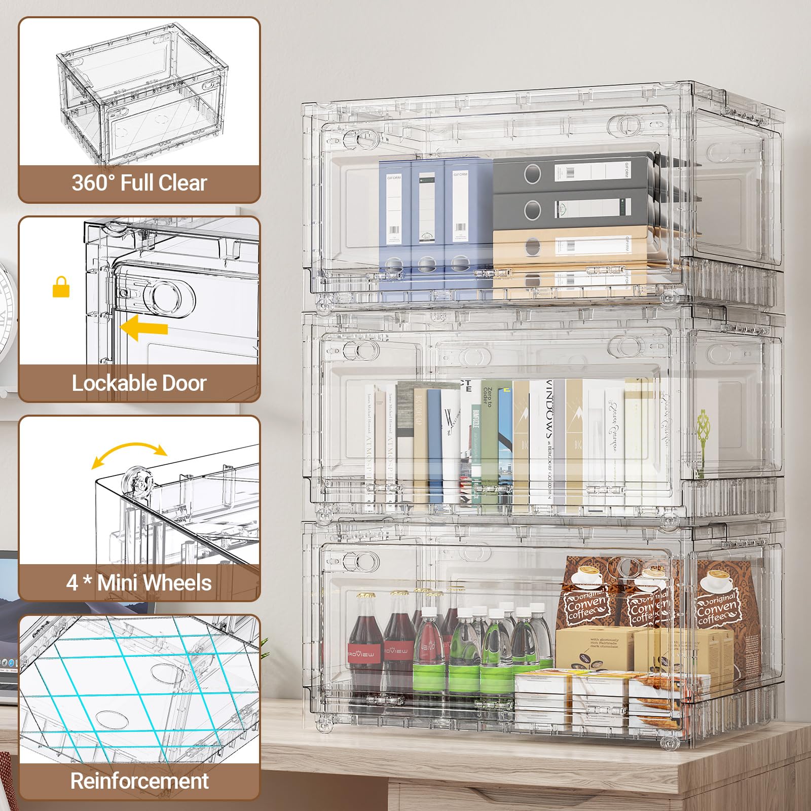 240Qt Stackable Storage Bins with Lids Wheels (3 Count)