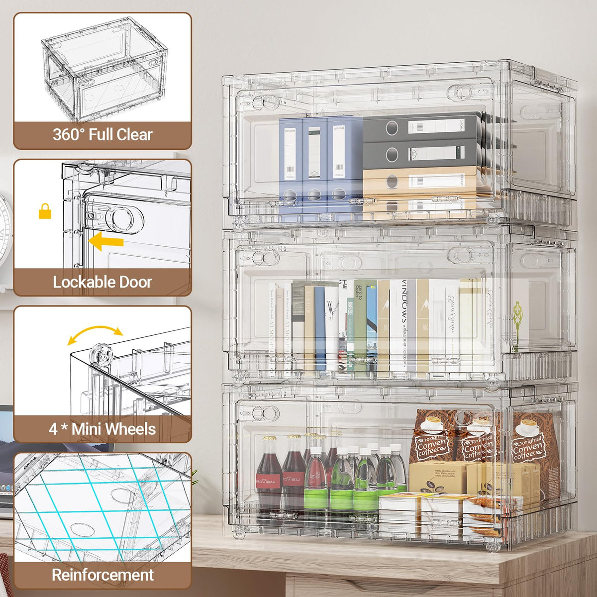 320Qt Stackable Storage Bins with Lids Wheels (4 Count)