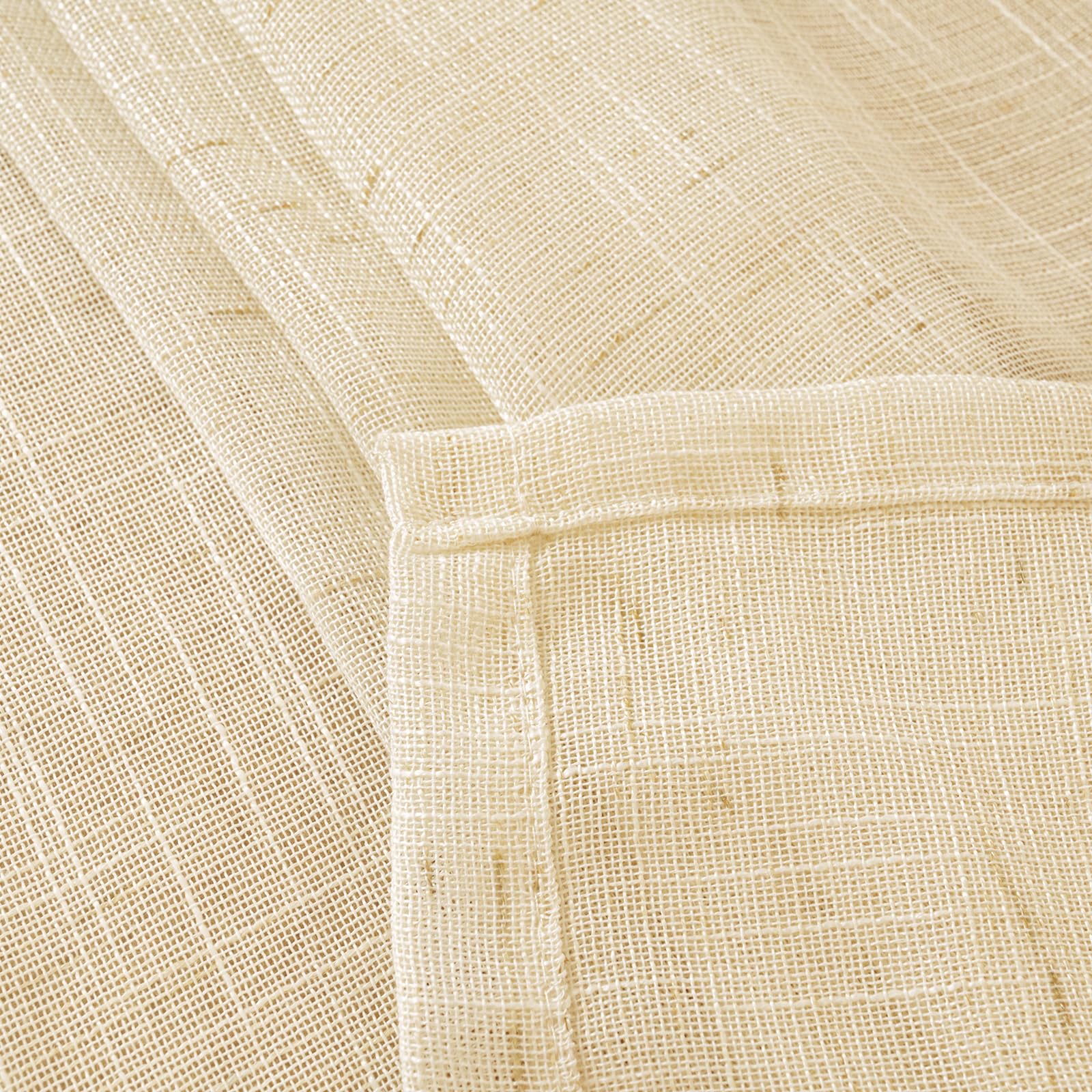 Linen Semi Sheer Curtains 72 Inch Length Cream Beige Drapes (2 Count)