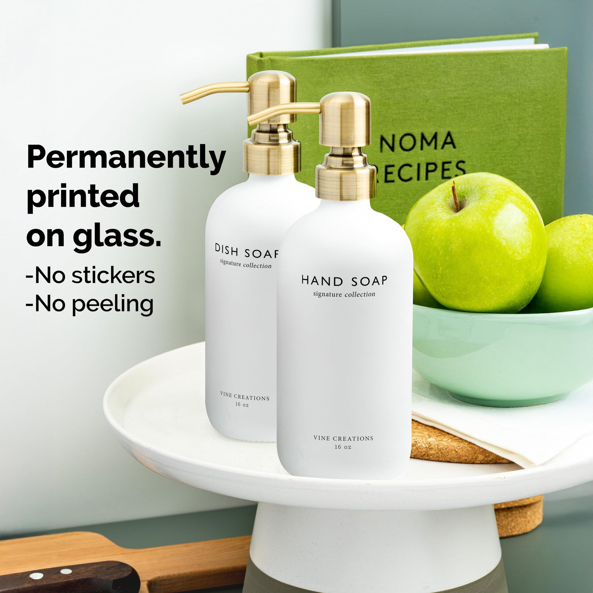 White Glass Soap Dispenser Set (16 Ounce)