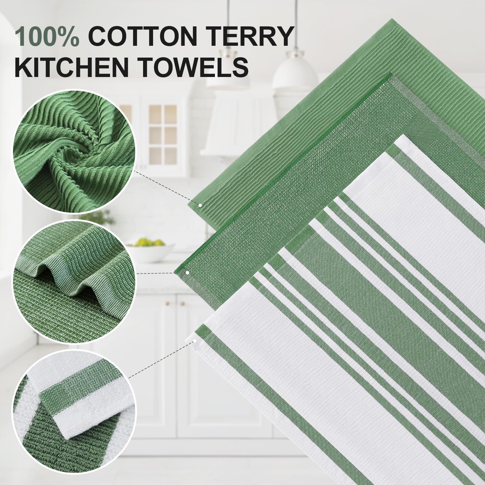 Cotton 380 GSM Premium Kitchen Towels (6 Count)