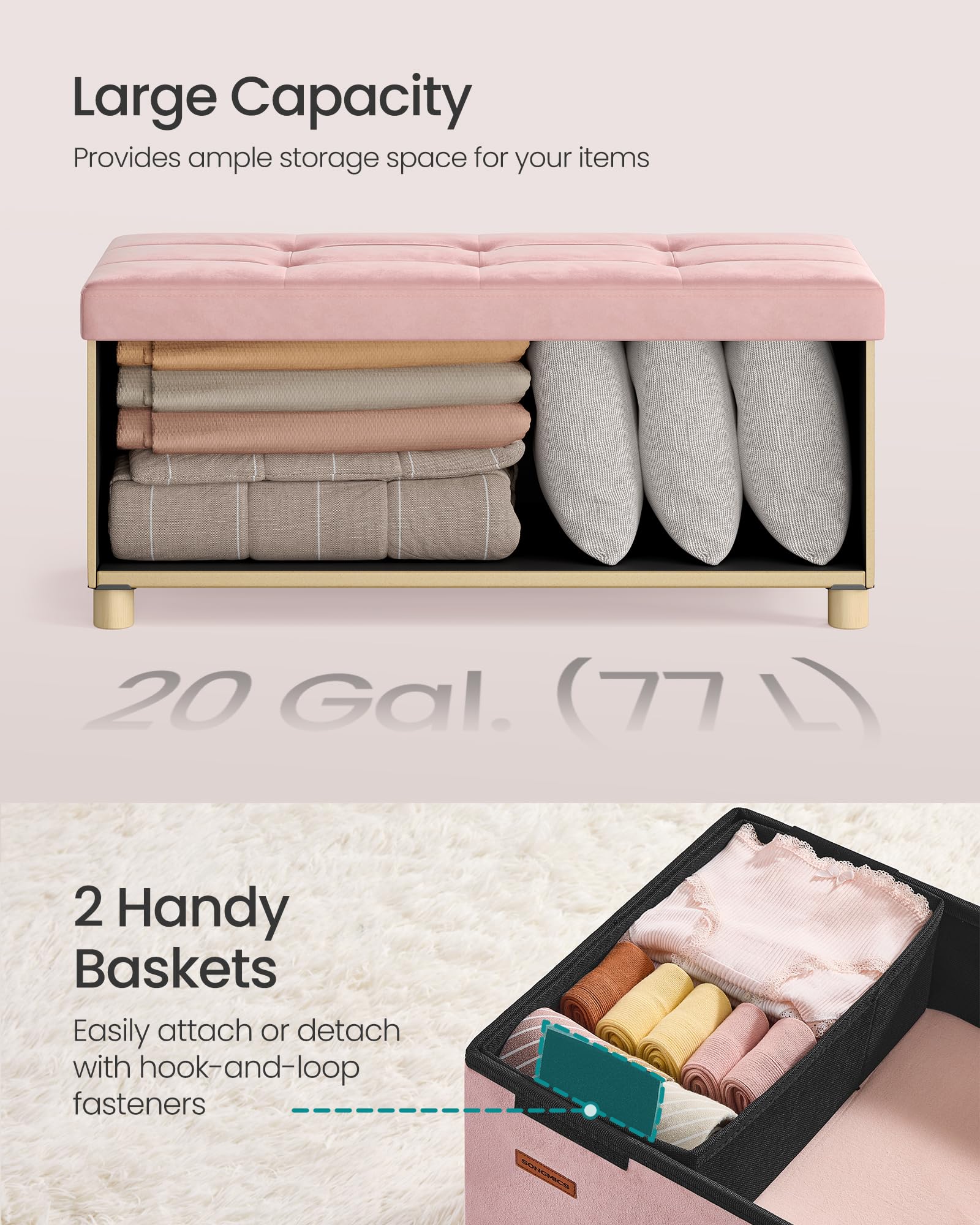 Storage Ottoman Bench with Legs