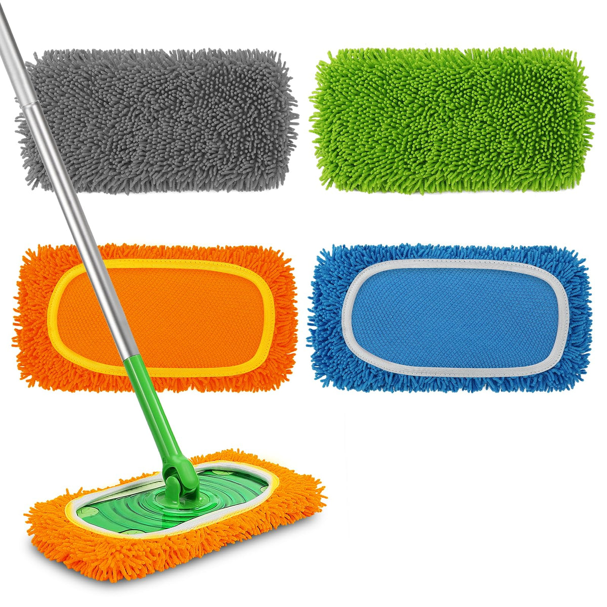 Set of 4 Reusable Microfiber Mop Pads Compatible with Swiffer Sweeper (4 Count)
