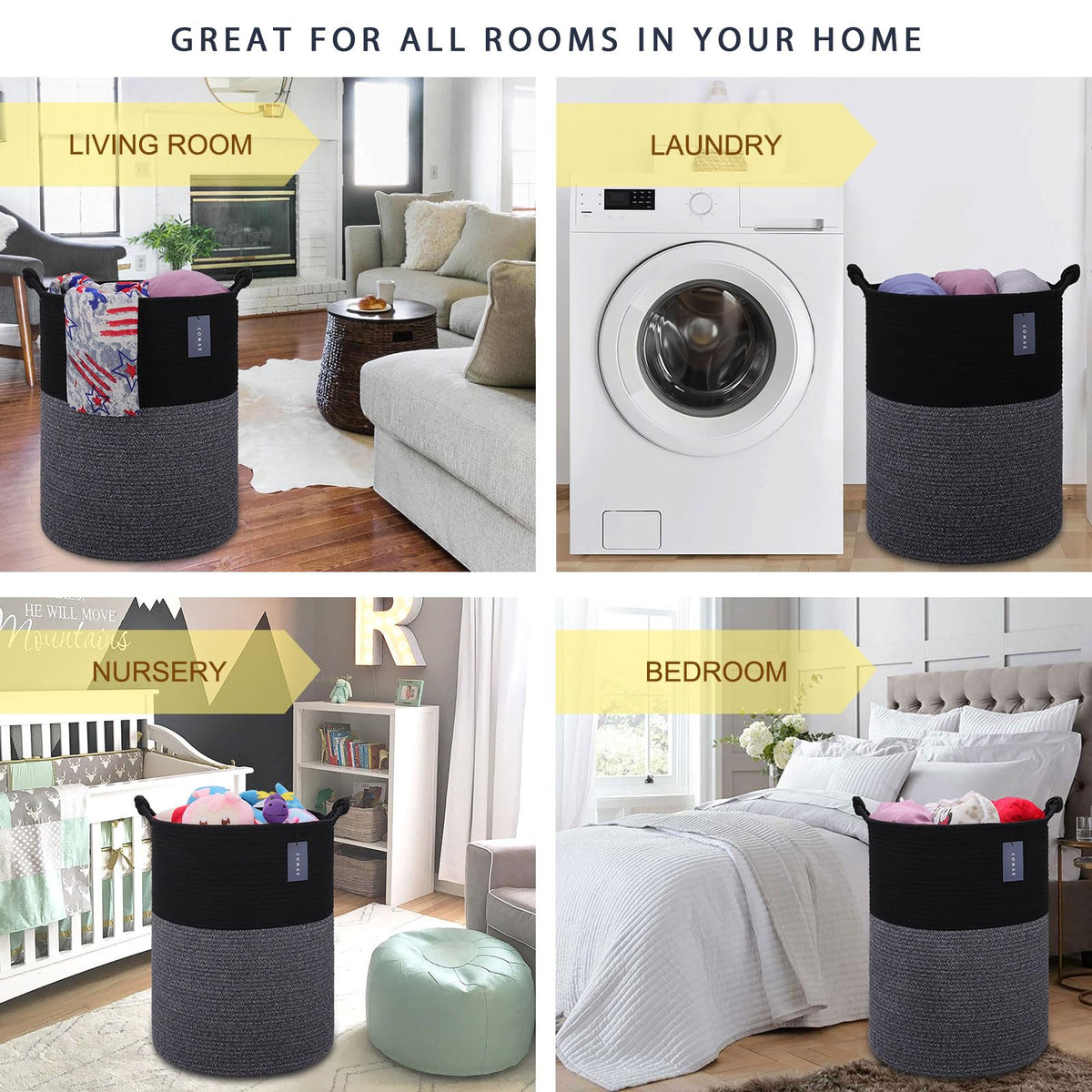 Tall Woven Blanket & Laundry Basket