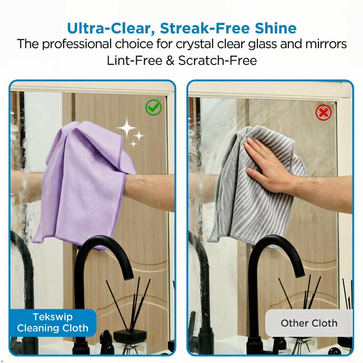Lint Free Microfiber Cloths for Glass (6 Count)
