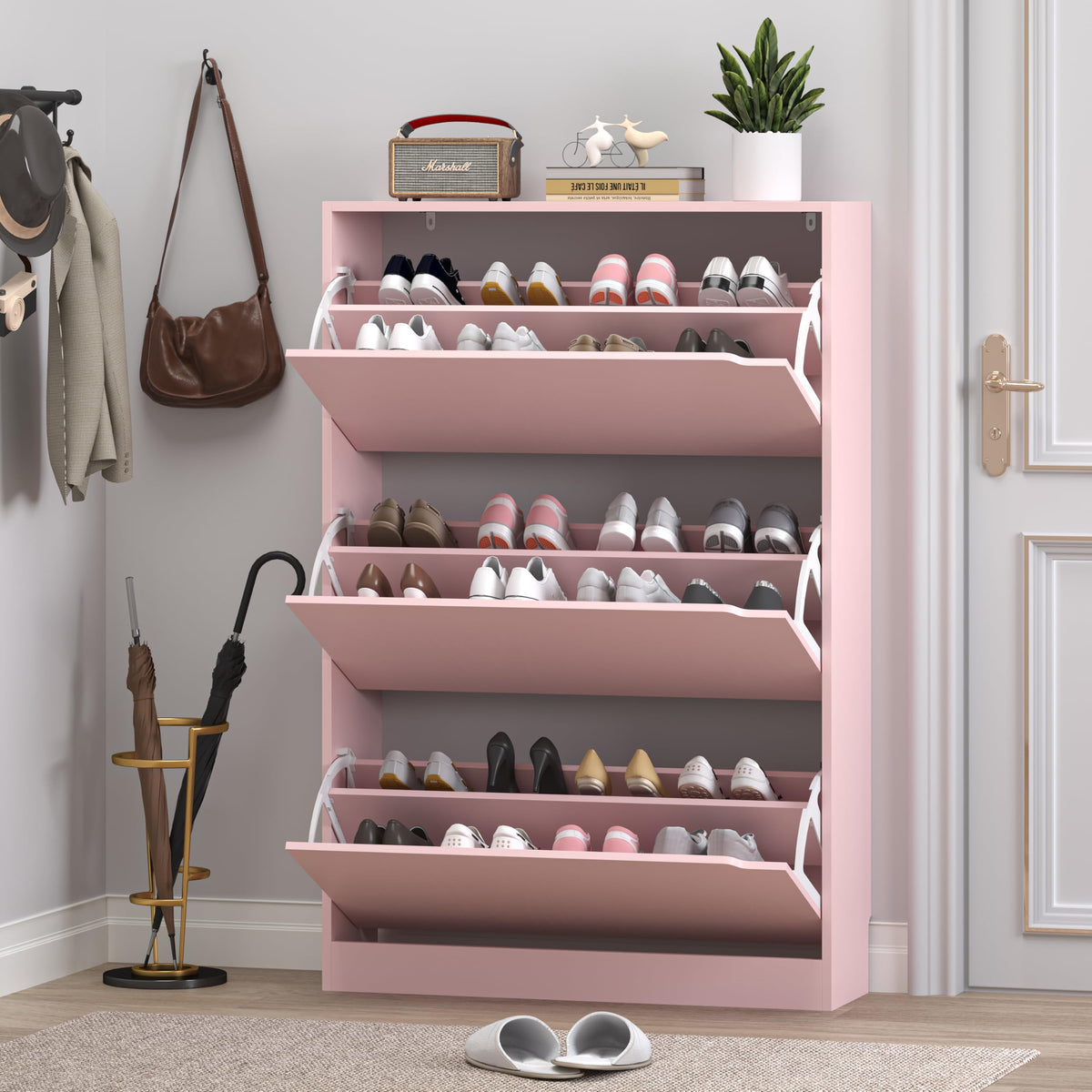 Shoe Cabinet with 3 Flip Drawers