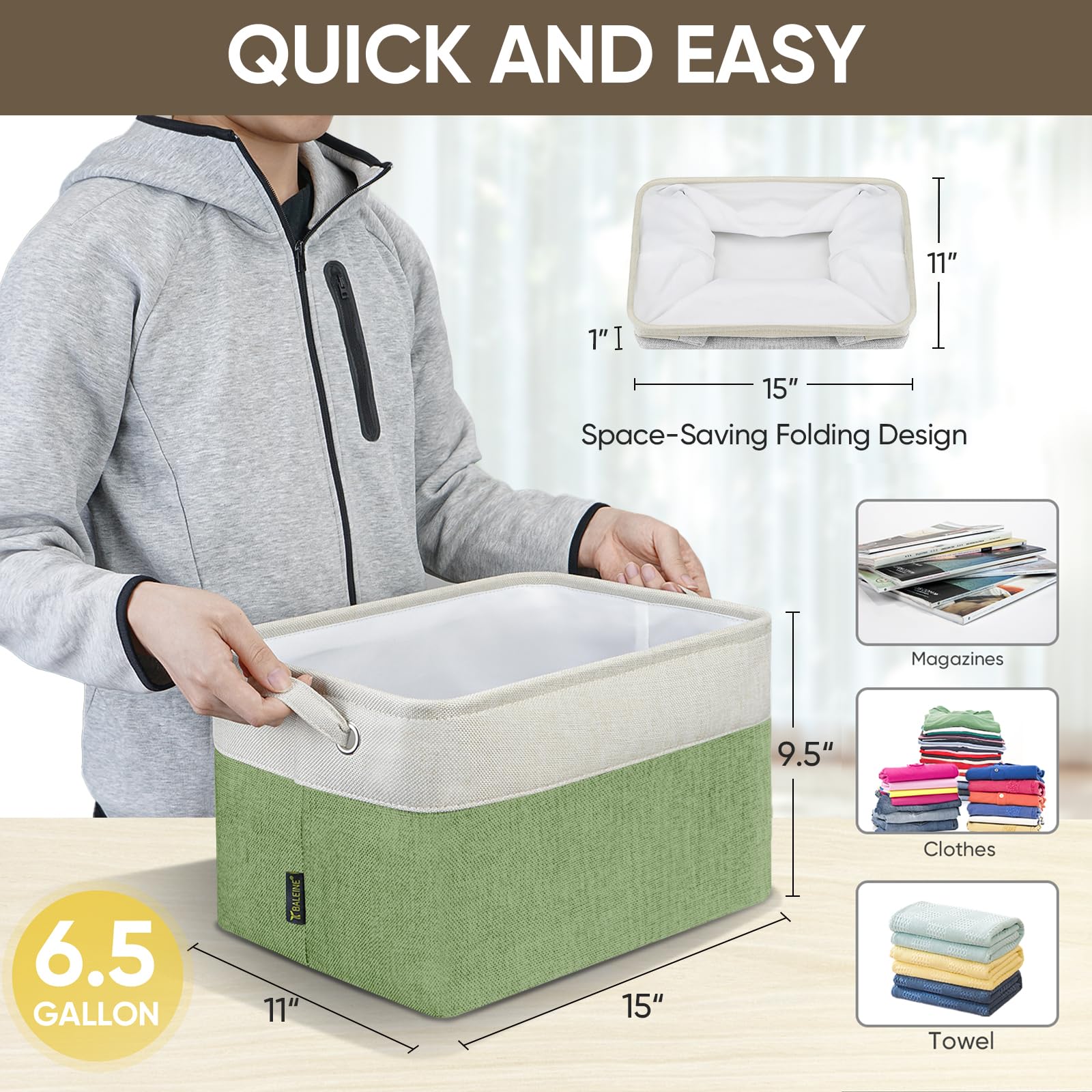 2 Pack Fabric Closet Storage Bins for Shelves (2 Count)