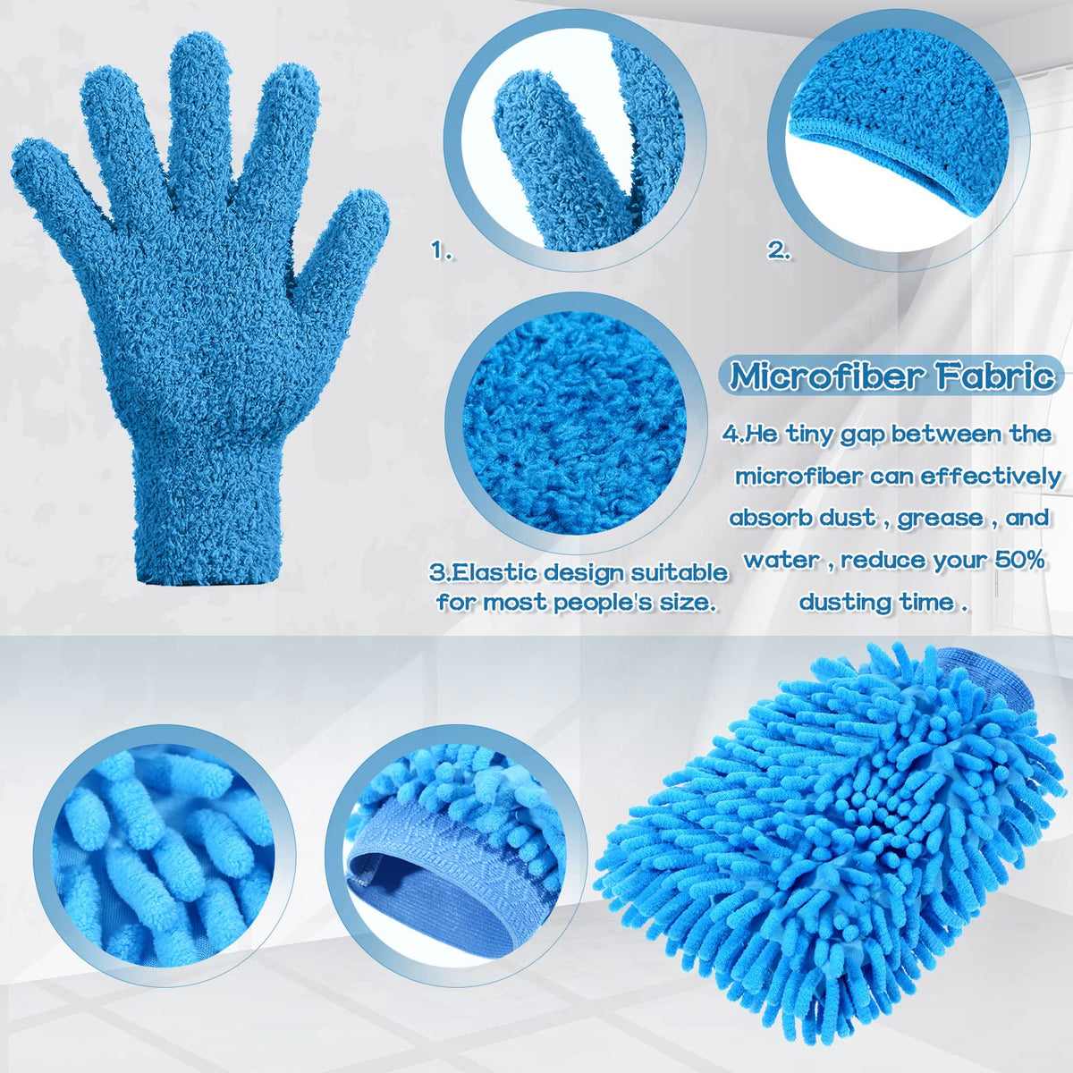 6 Pcs Microfiber Dusting Mitt Plant Cleaning