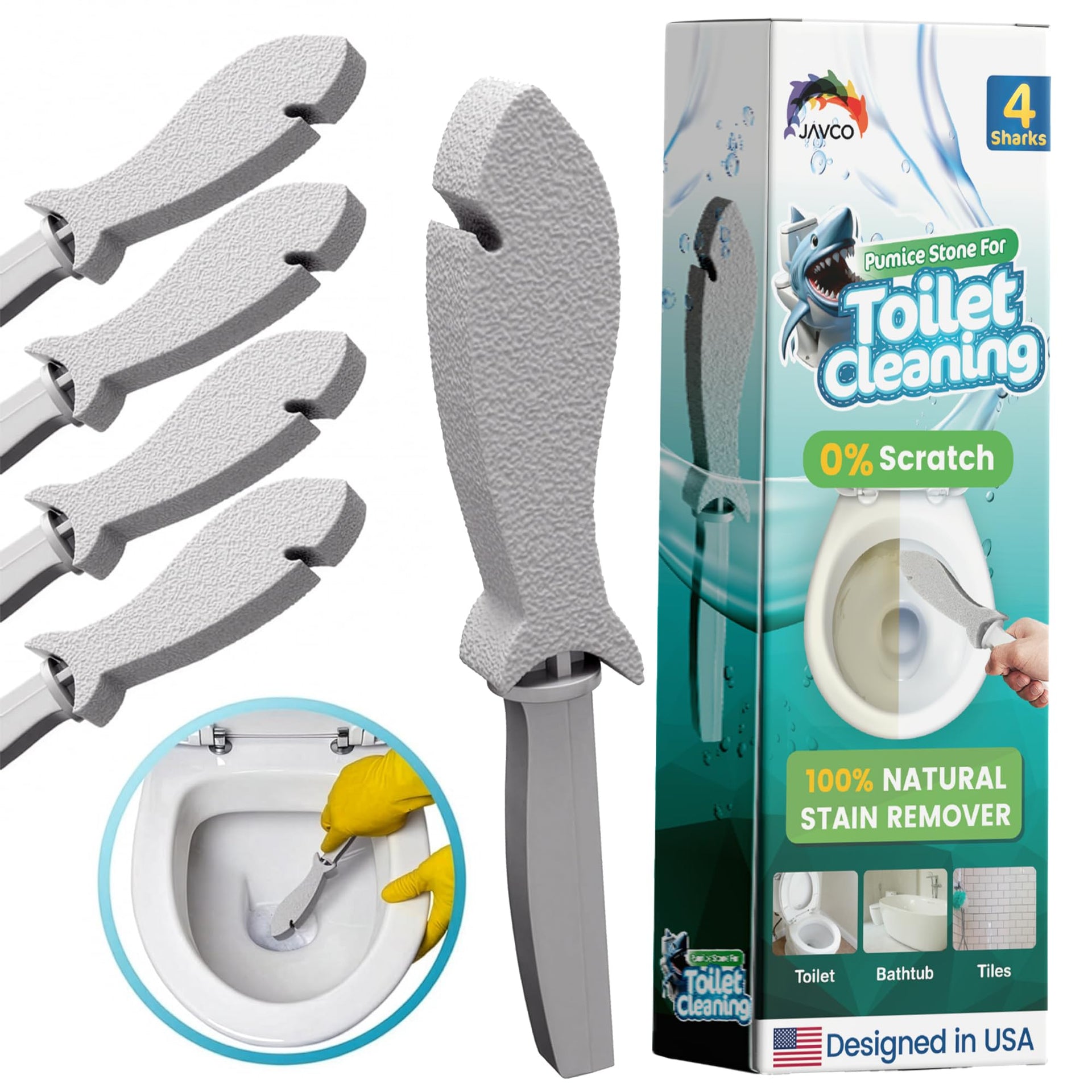 Pumice Stone for Cleaning with Handle (4 Count)