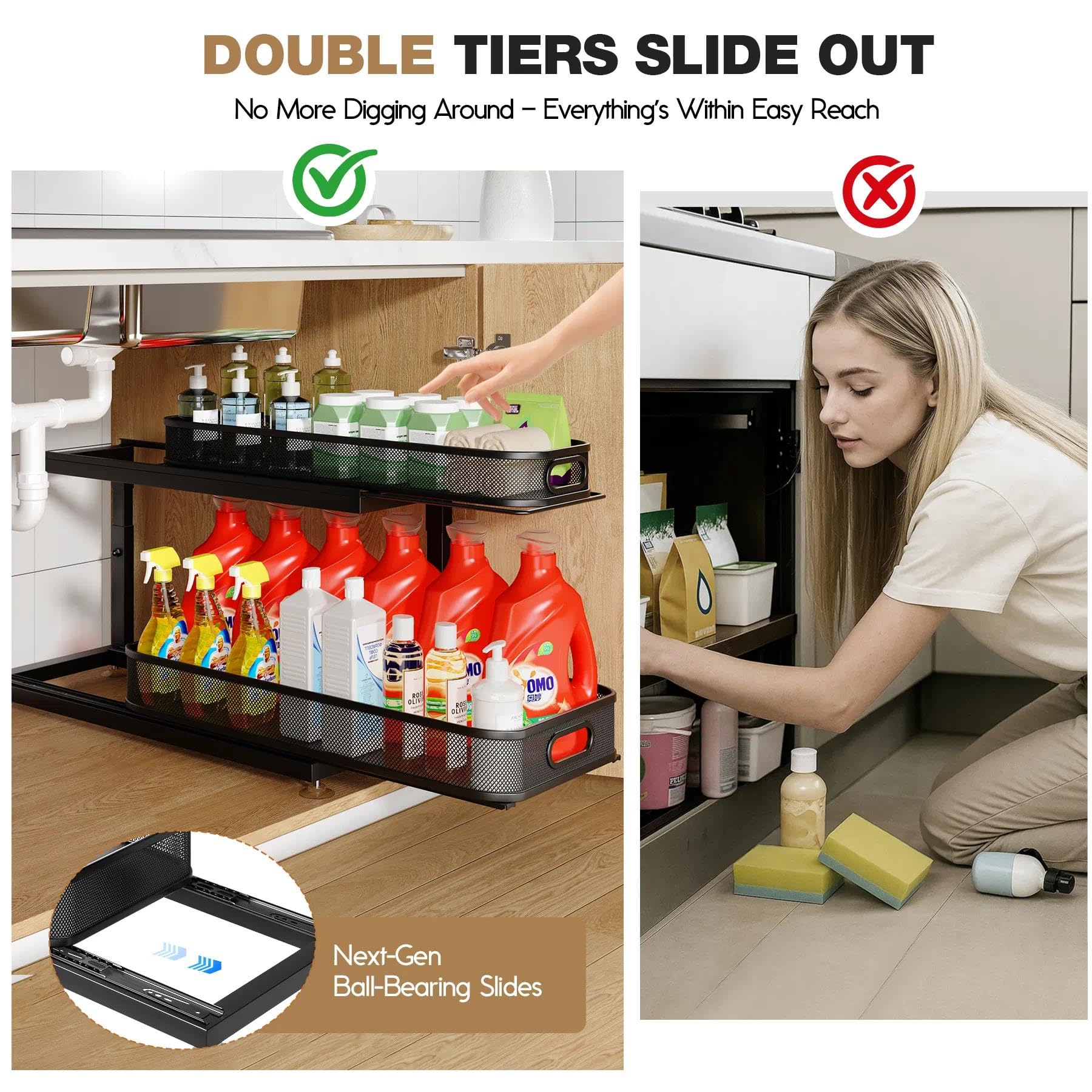 2 Pack 21.3 IN Depth Under Sink Organizer With Next (2 Count)