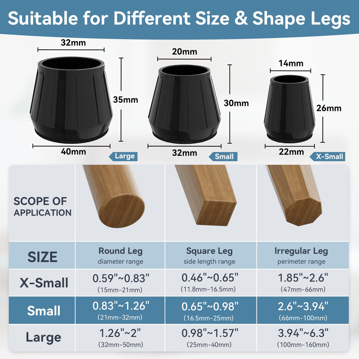 24PCS Silicone Chair Leg Floor Protectors for Hardwood Floors (24 Count)