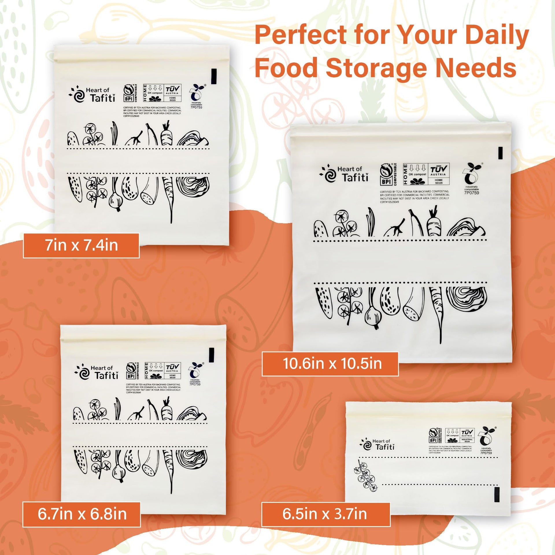 Compostable Food Storage Bags Variety Pack (280 Count)
