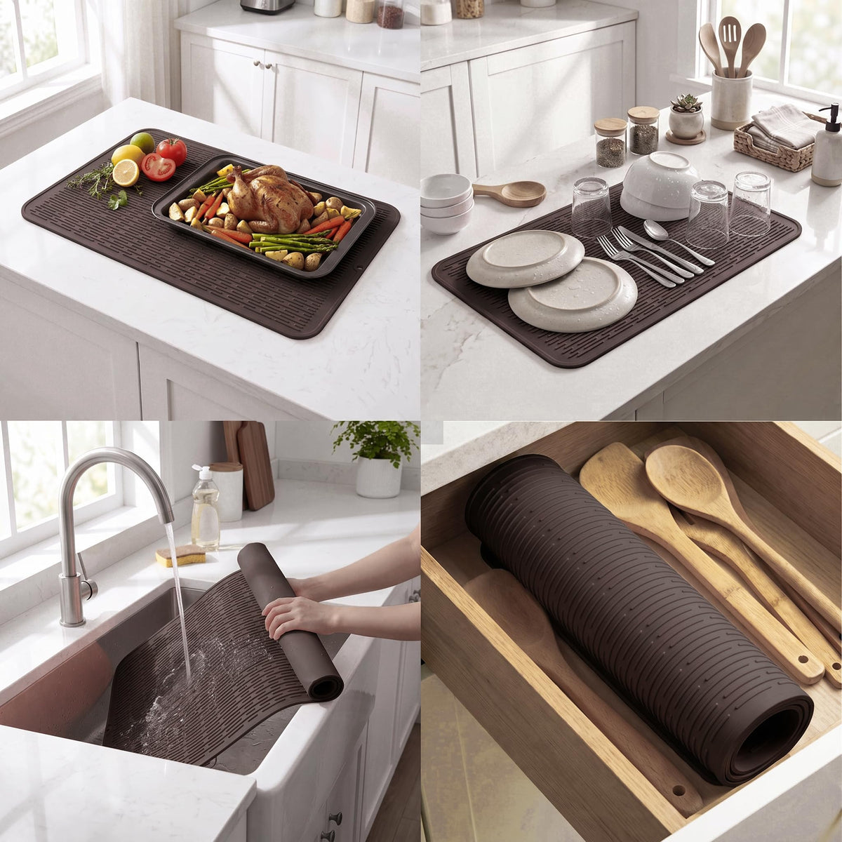 Silicone Dish Drying Mat for Multiple Usage