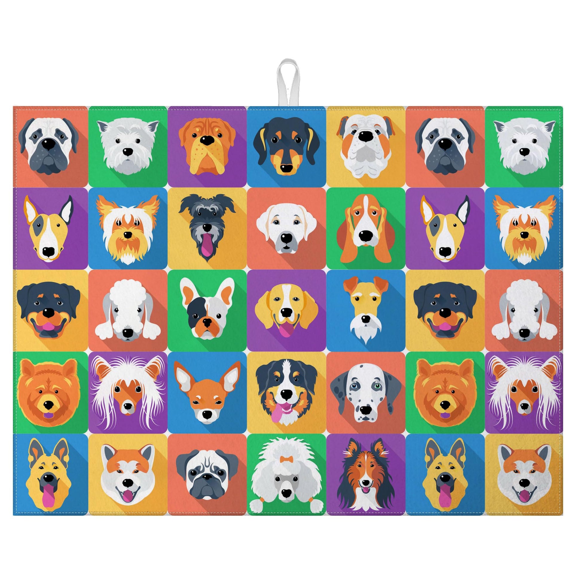Cute Dogs Dish Drying Mat for Kitchen Counter Microfiber Absorbent Dish Kitchen Drying Mat Draining Reusable Washable for Dishes