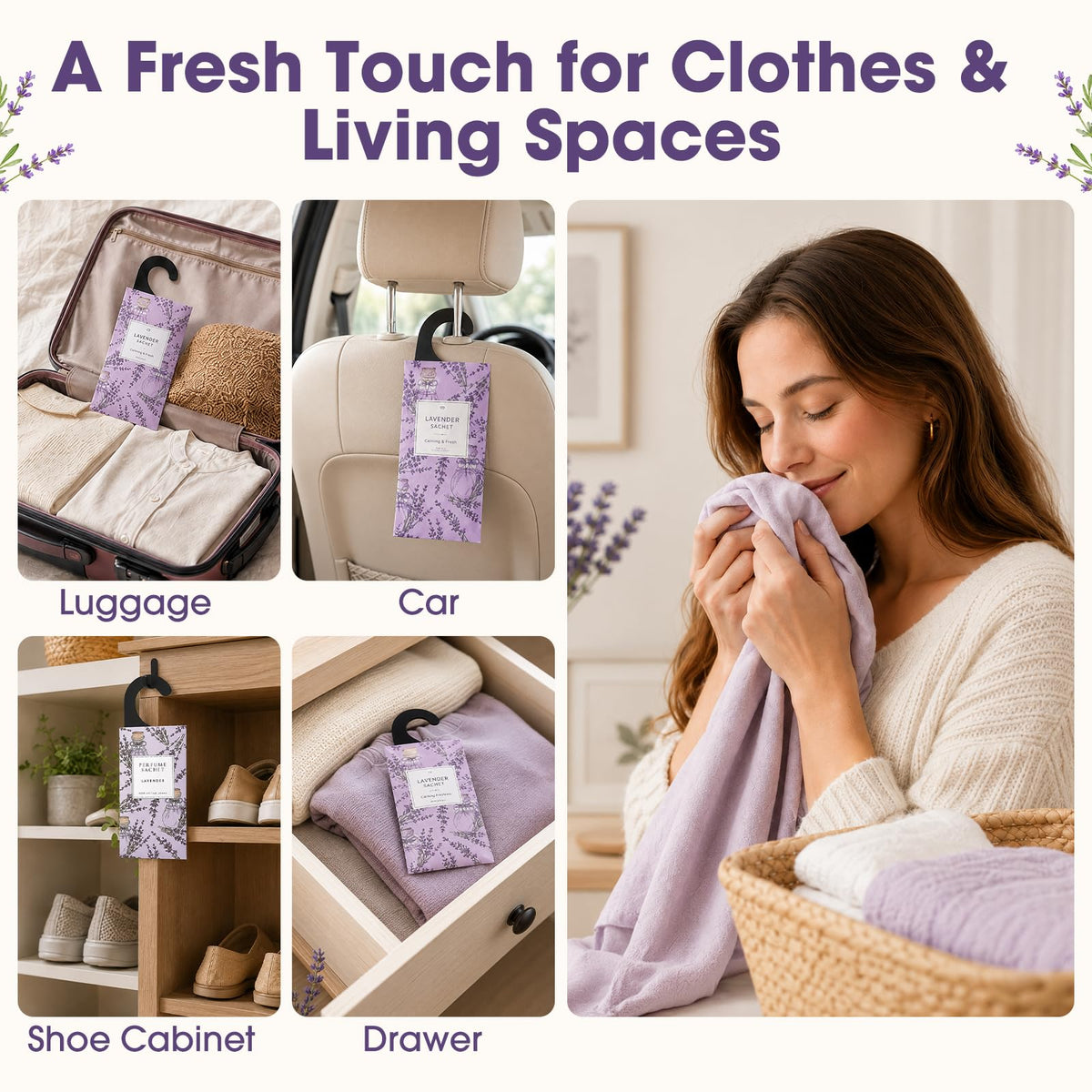 Large 12 Packs Lavender Hanging Scented Sachets Long (12 Count)