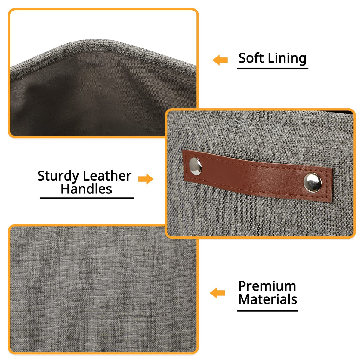 Grey Storage Baskets for Organizing 2 Pack 16"x12"x12" Fabric Shelf Baskets for Gifts Empty Large Storage Organizer for Closet (2 Count)