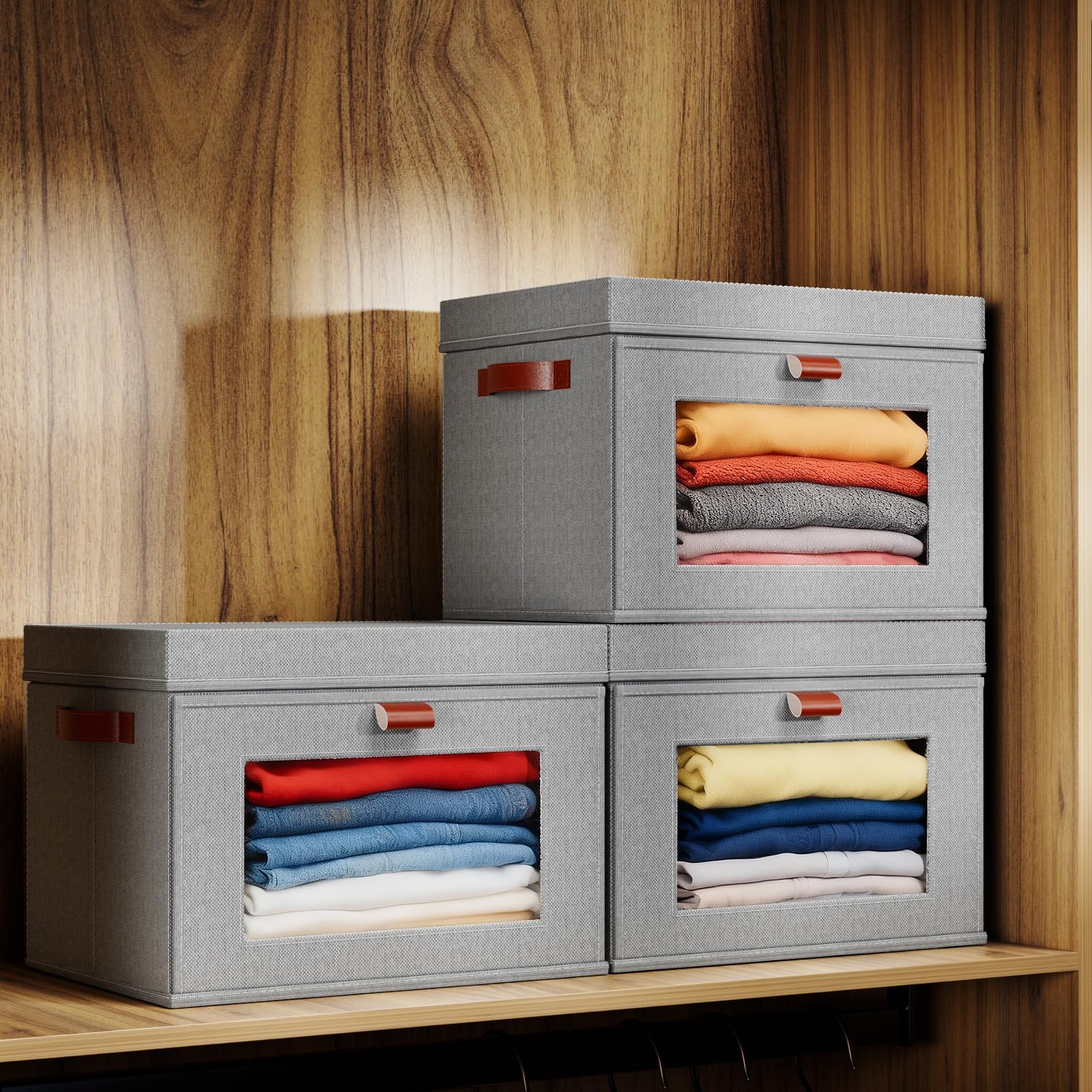 Collapsible Stackable Storage Bins with Lids