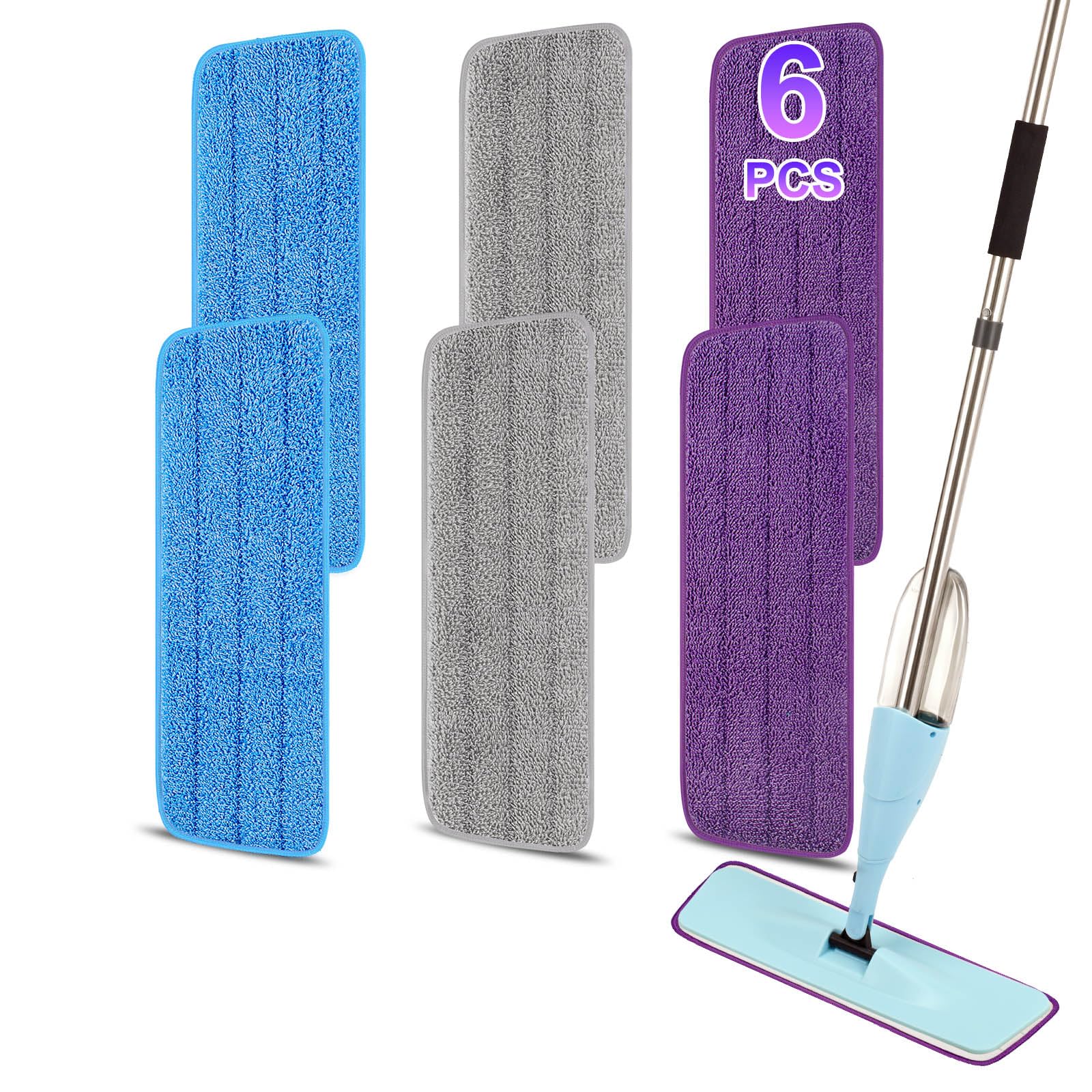 16.5 inch Reusable Mop Pads Microfiber Spray Mop Replacement Heads for Wet