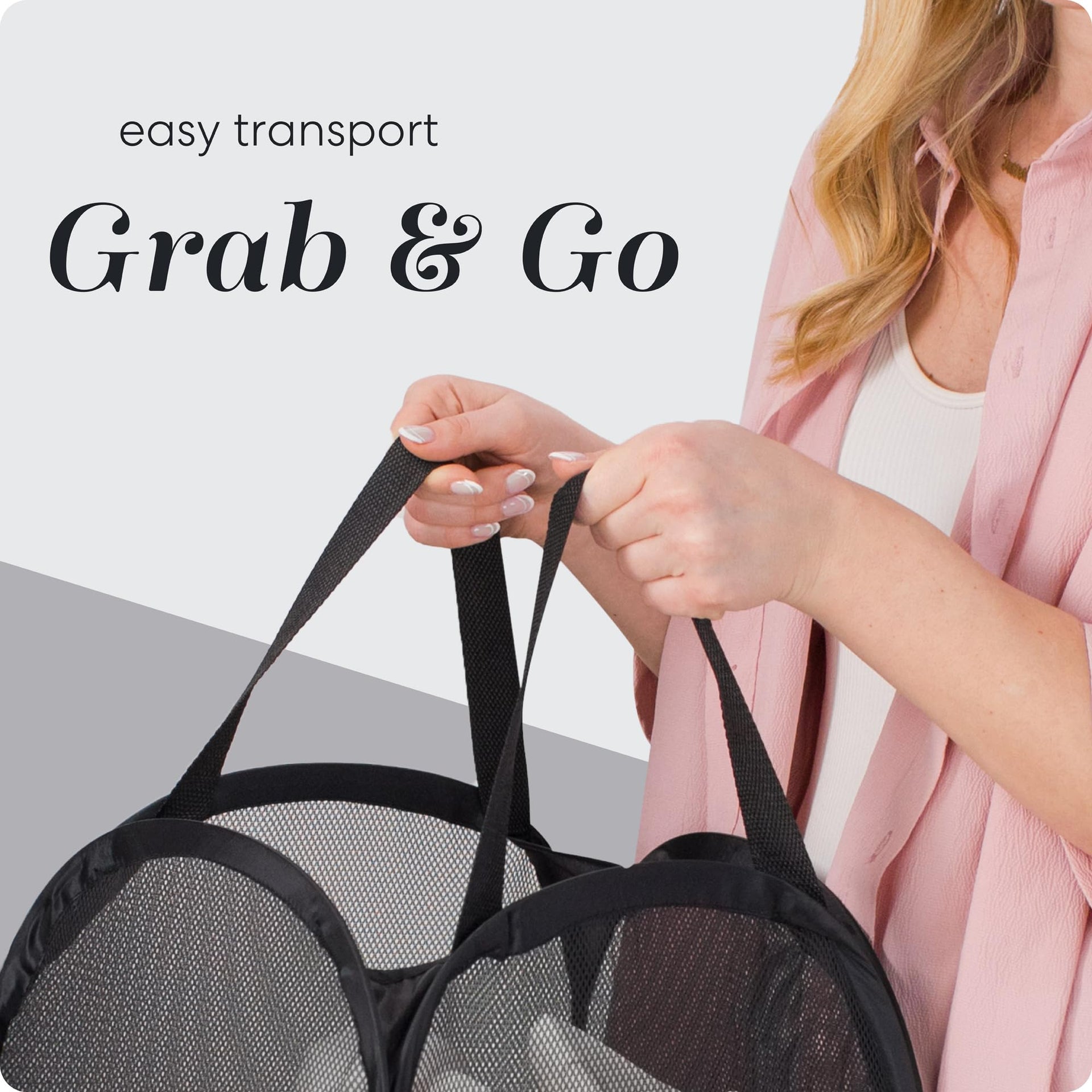 Collapsible Mesh Pop Up Hamper with Wide Opening and Side Pocket (2 count)