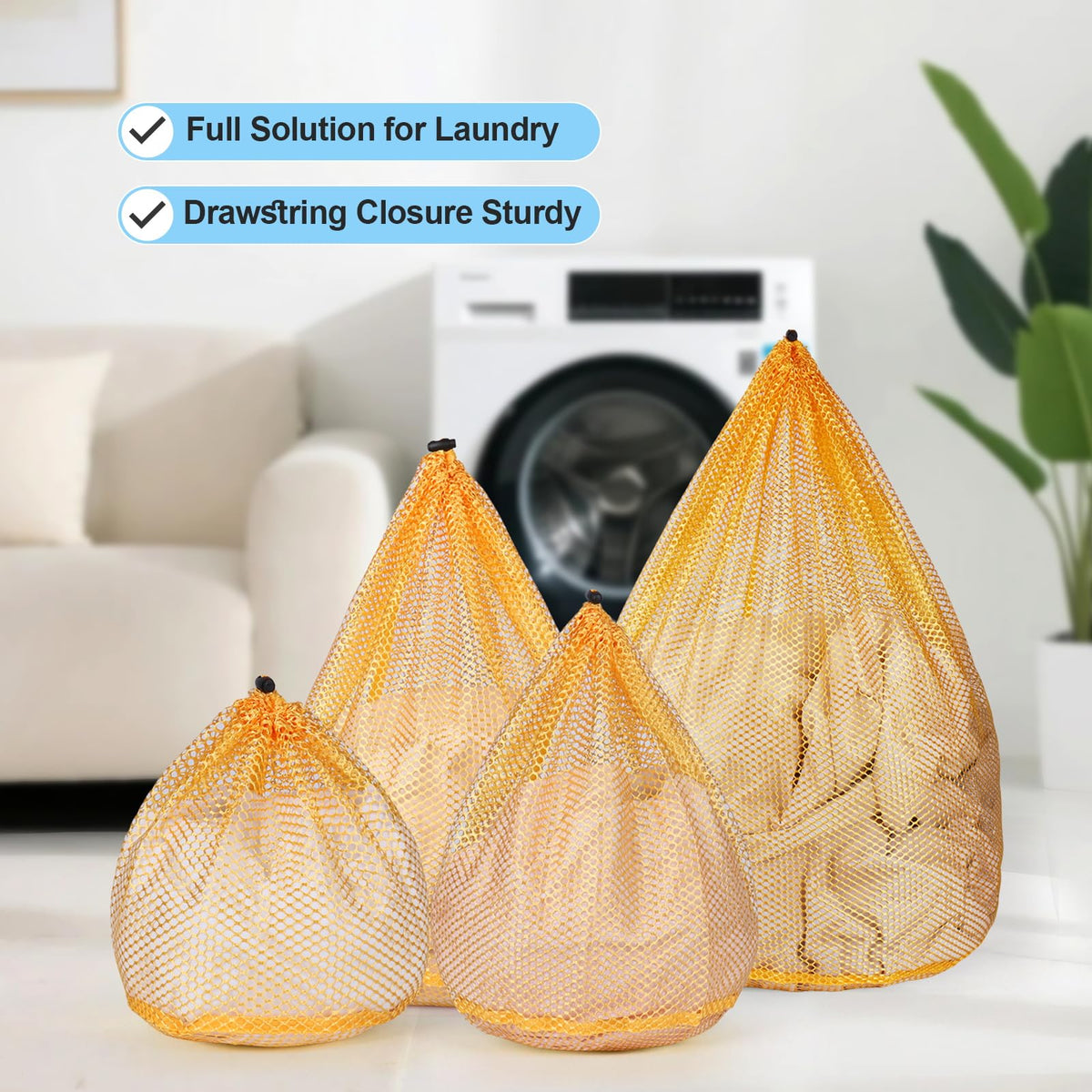 4Pcs Mesh Laundry Bags Washing Machine Mesh Wash Bags for Clothes (4 Count)