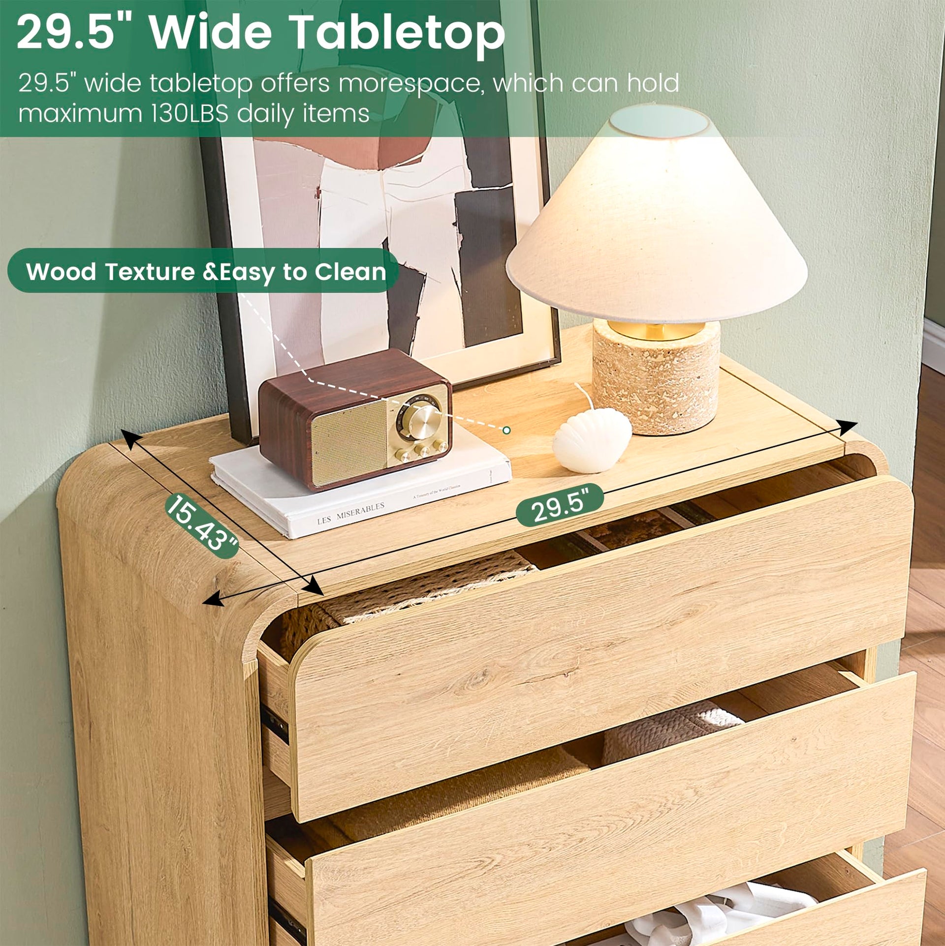 Natural 5 Drawer Dresser