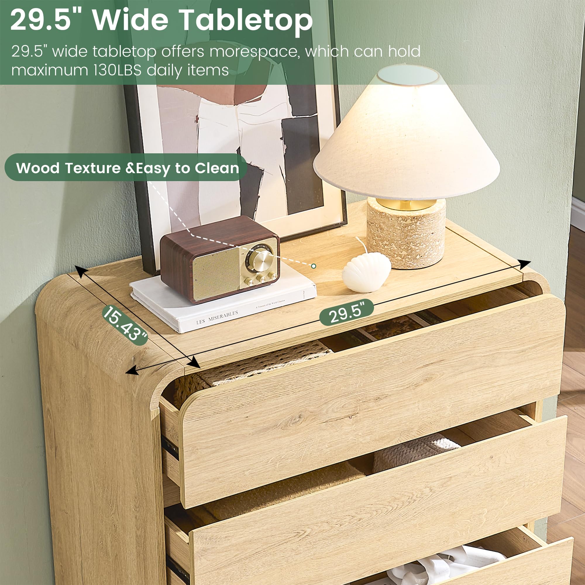 Natural 5 Drawer Dresser