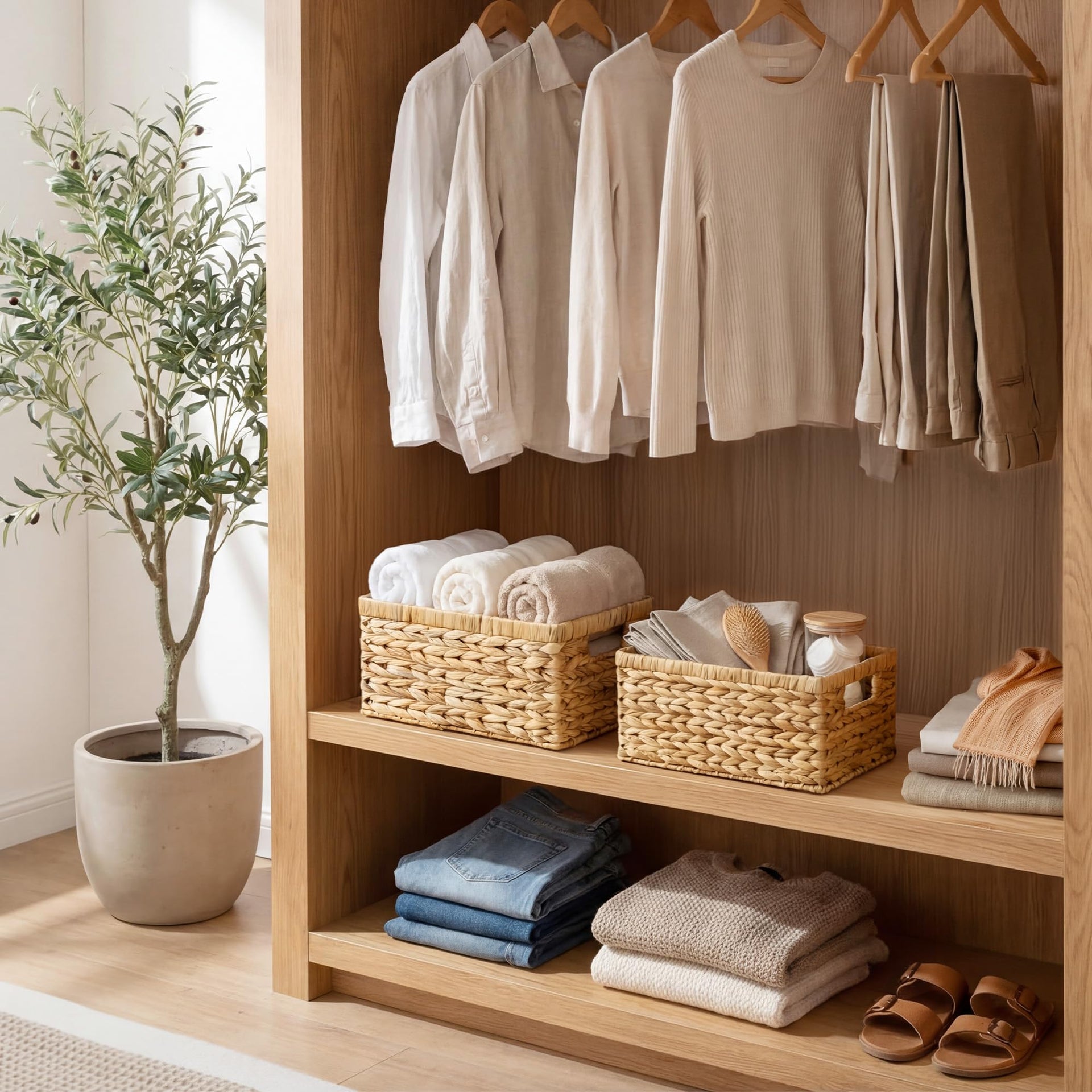 Wicker Storage Baskets for Shelves (2 Count)