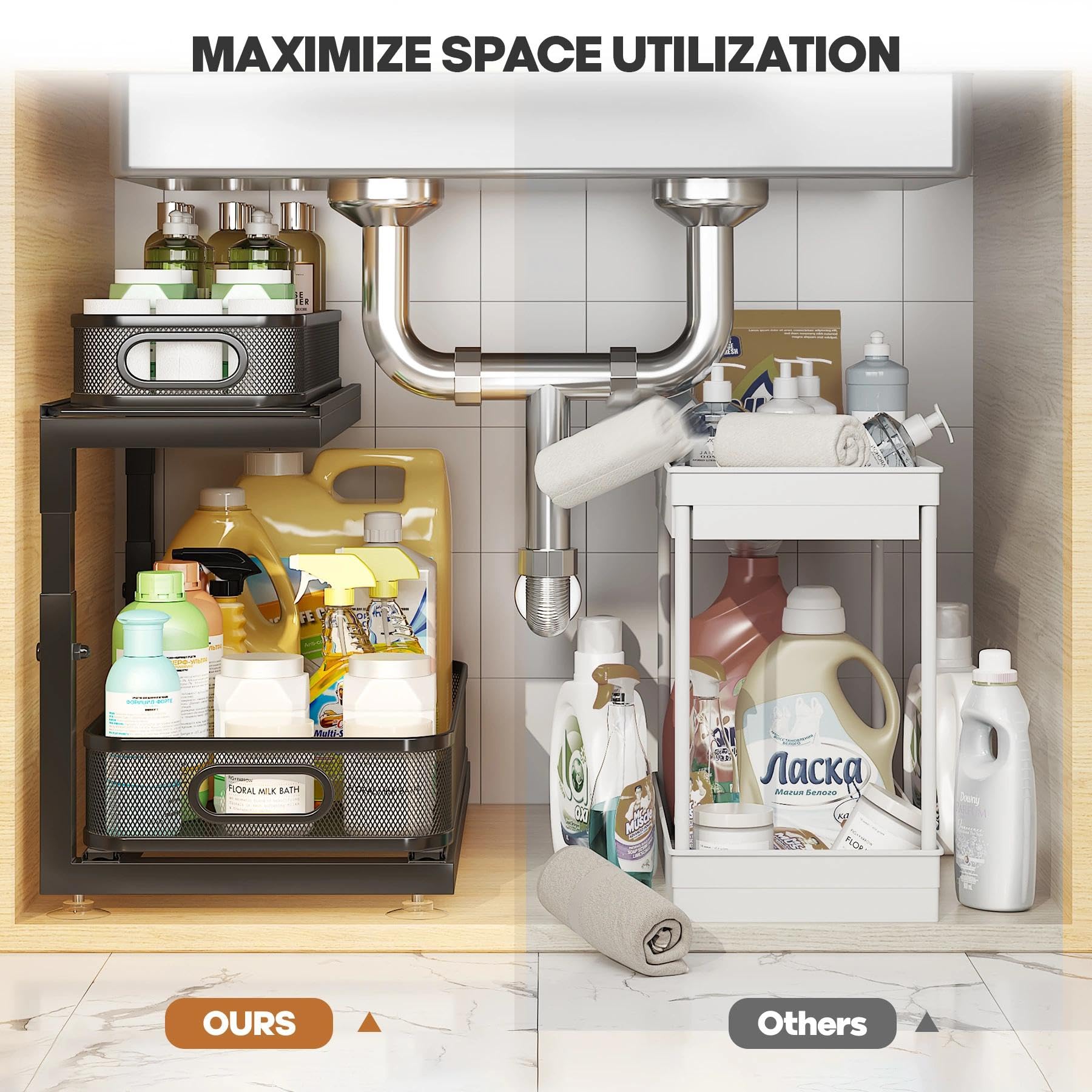 2 Pack 18.5 IN Depth Under Sink Organizer With Next (2 Count)