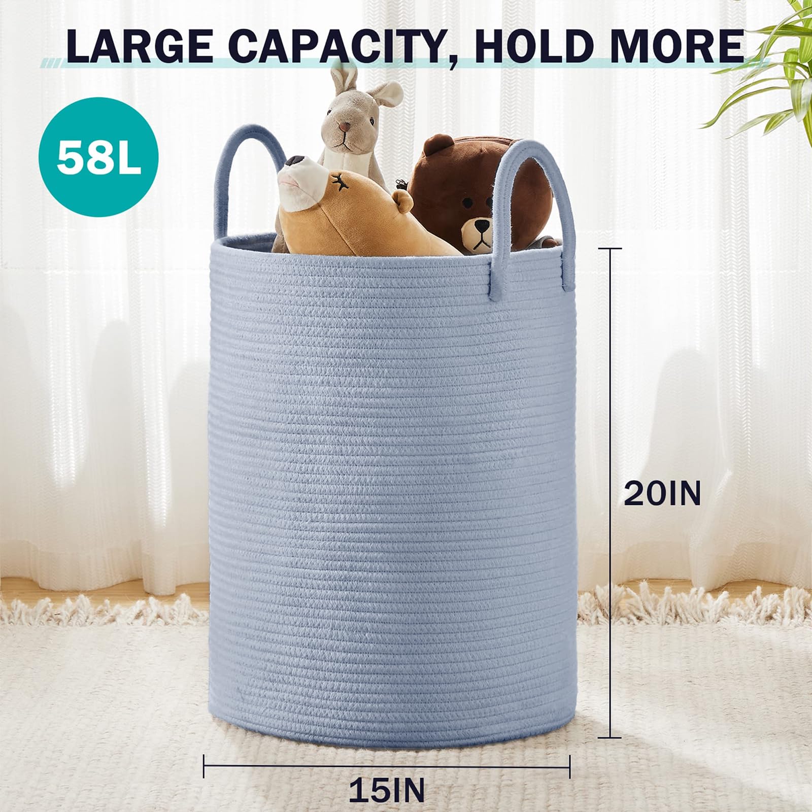 Cotton Rope Laundry Hamper Basket (1961.2133 Fl Oz) - ModHome Supplies