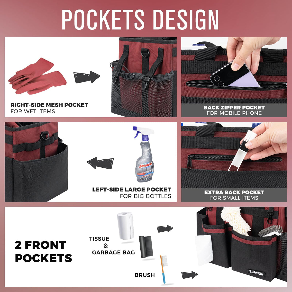 Compact Wearable Cleaning Caddy with Handle & Shoulder Straps