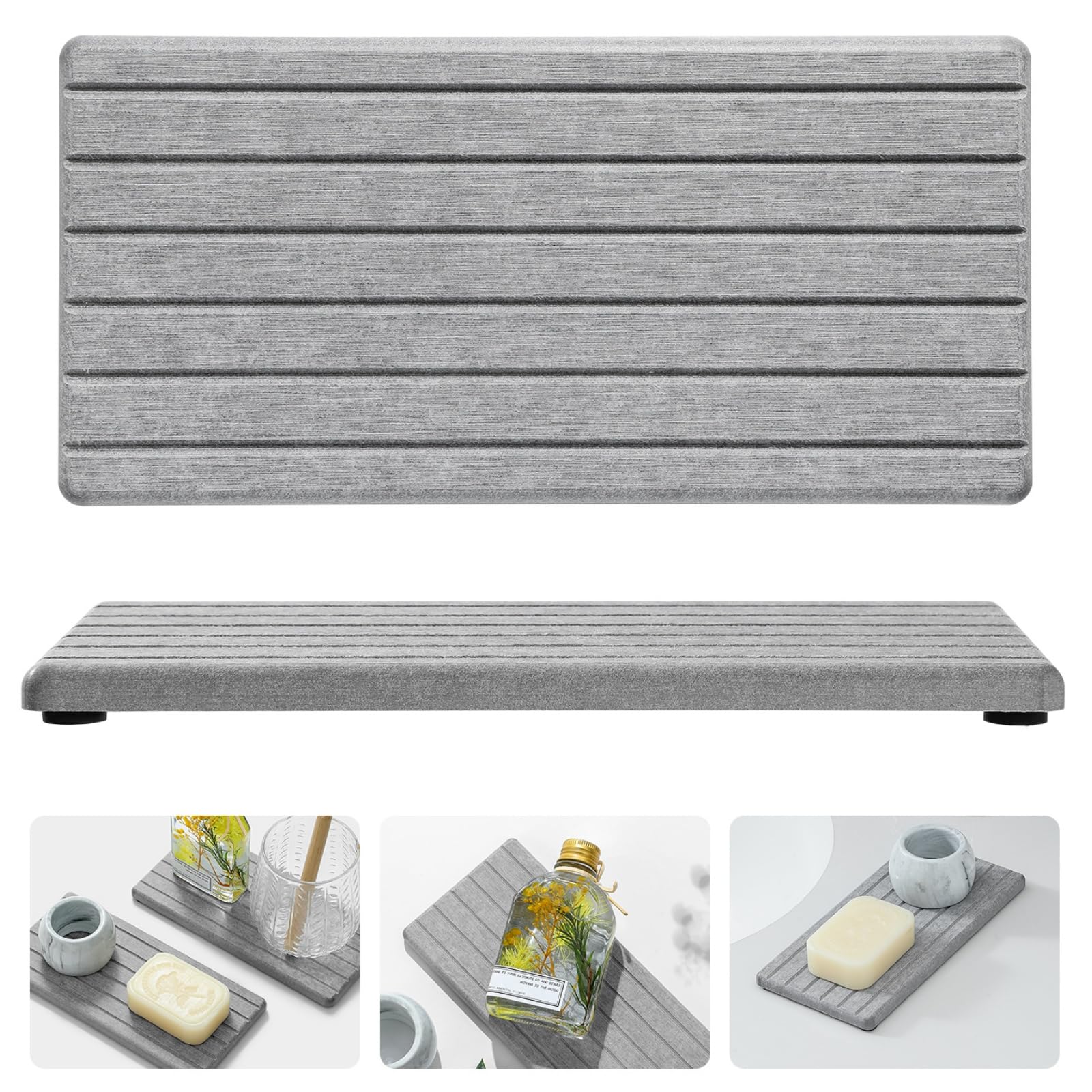 2PCS Instant Dry Diatomite Stone Counter Makeup Tray Organizer (2 Count)