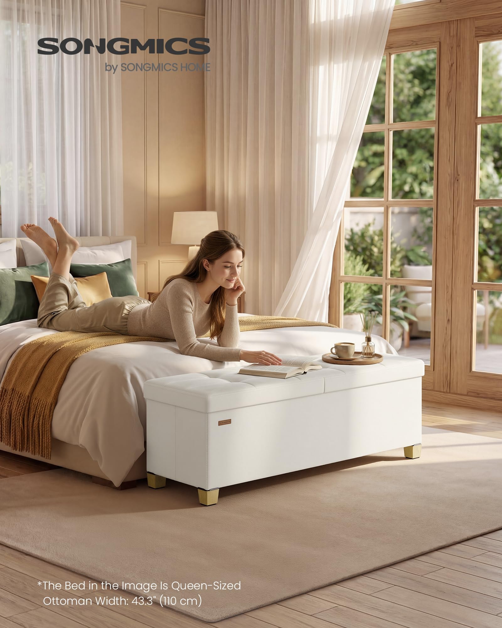 Storage Ottoman Bench with Legs