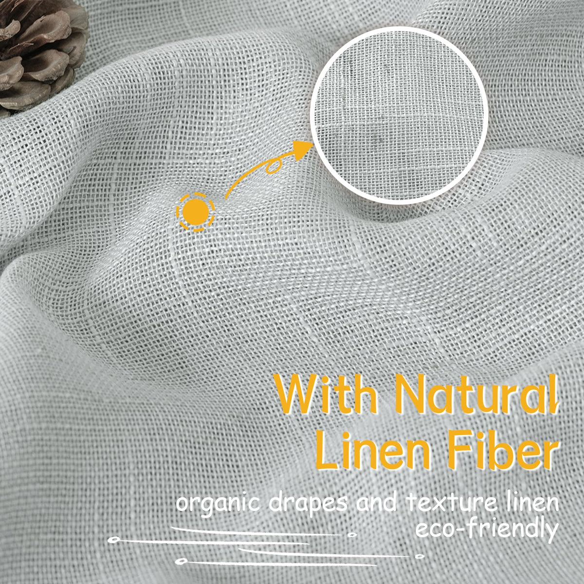 Light Grey Linen Curtains 63 Inch Length for Living Room Window (2 Count)