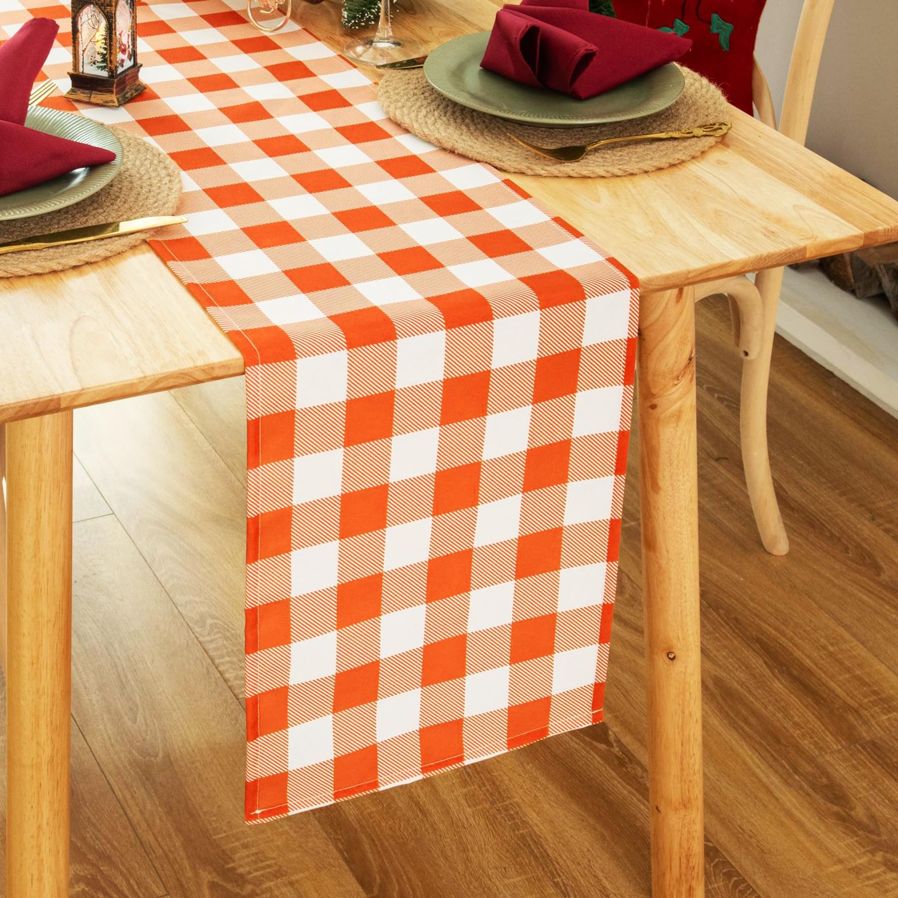 Waterproof Checkered Tablecloth Runner Fabric