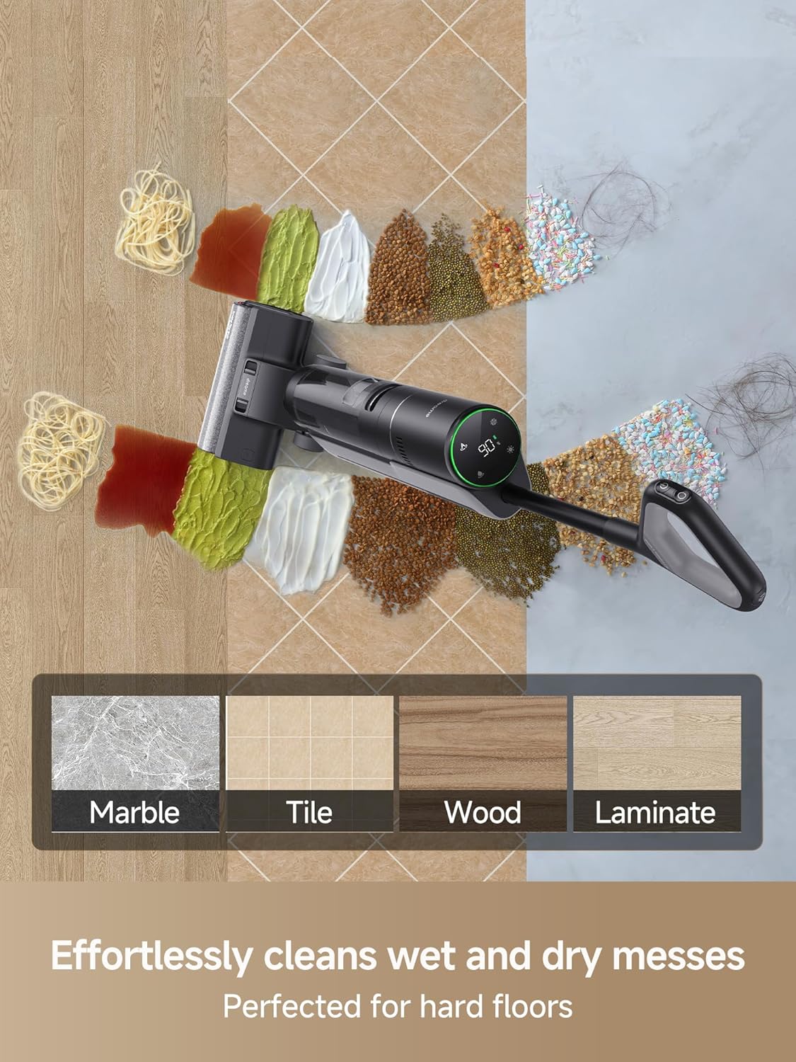 DREAME H12 PRO Vacuum Mop, Wet Dry Vacuum Cleaner for Hard Floor, Vacuum and Mop at The Same Time for Wet & Dry Messes, Auto Self-Cleaning, Edge to Edge Cleaning with Hot Air Drying - ModHome Supplies