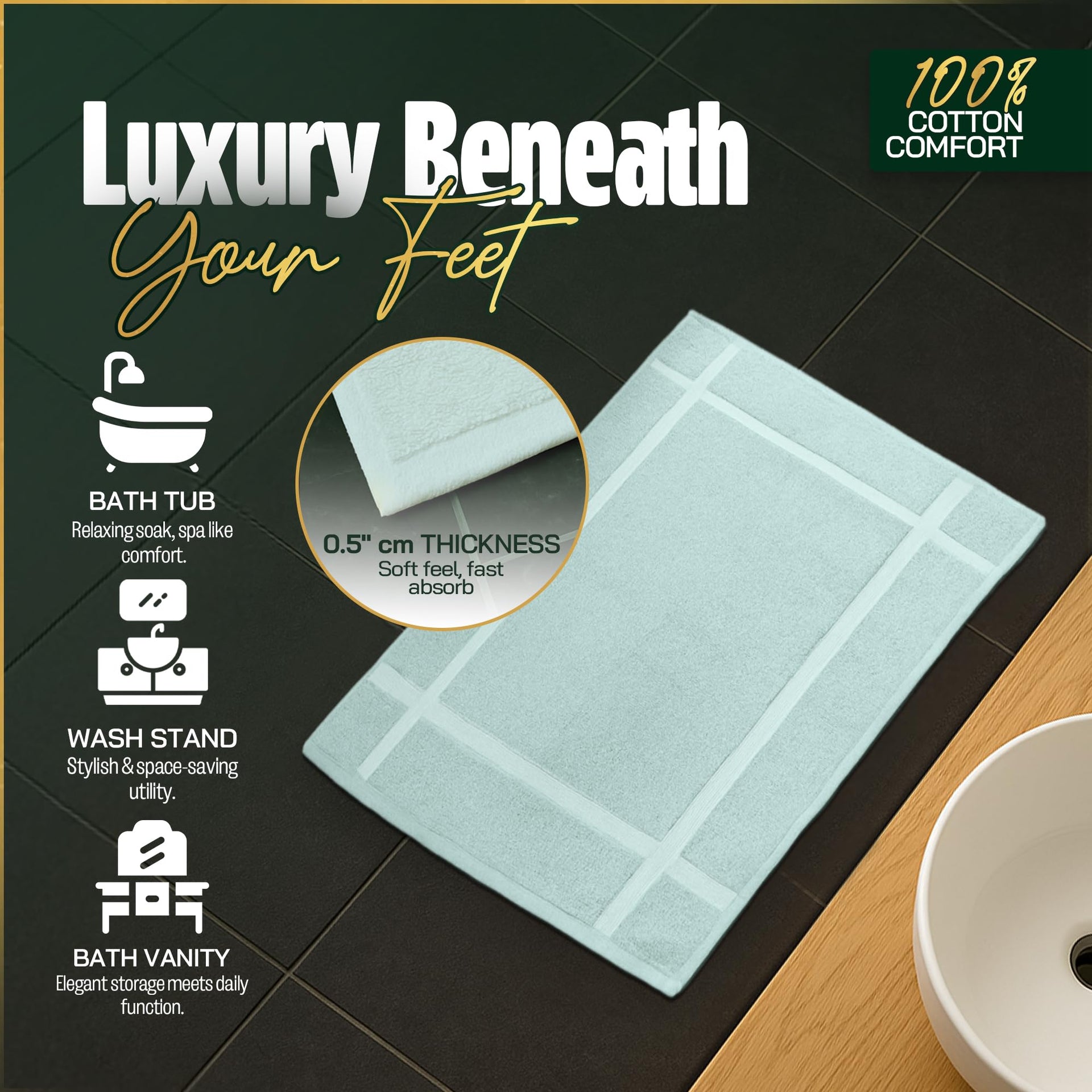 Pack of 6 100% Cotton Bath Mat 20x30 inches (6 Count)