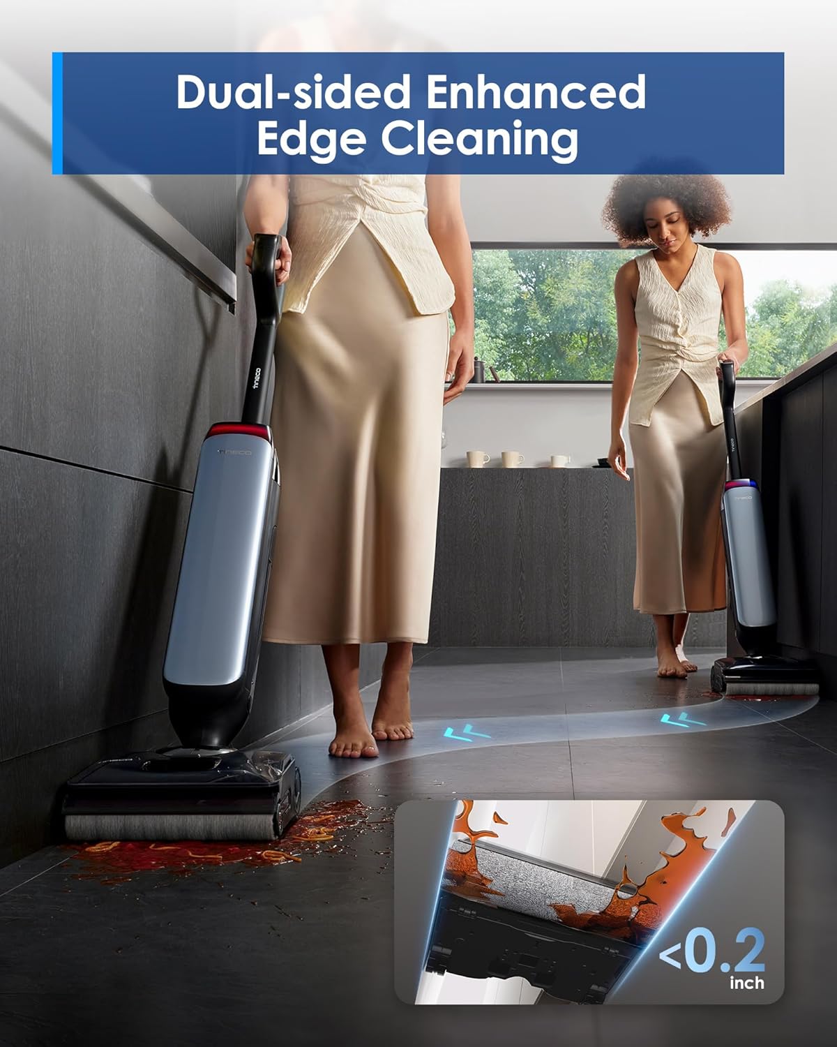 Tineco Floor One S9 Artist Pro Wet Dry Vacuum Cleaner, 22kPa Suction, 360° SmoothDrive, Anti-Tangle Design, 185°F Flashdry, 75 Min Runtime, Dual-Edge Cleaning, 180° Lay-Flat