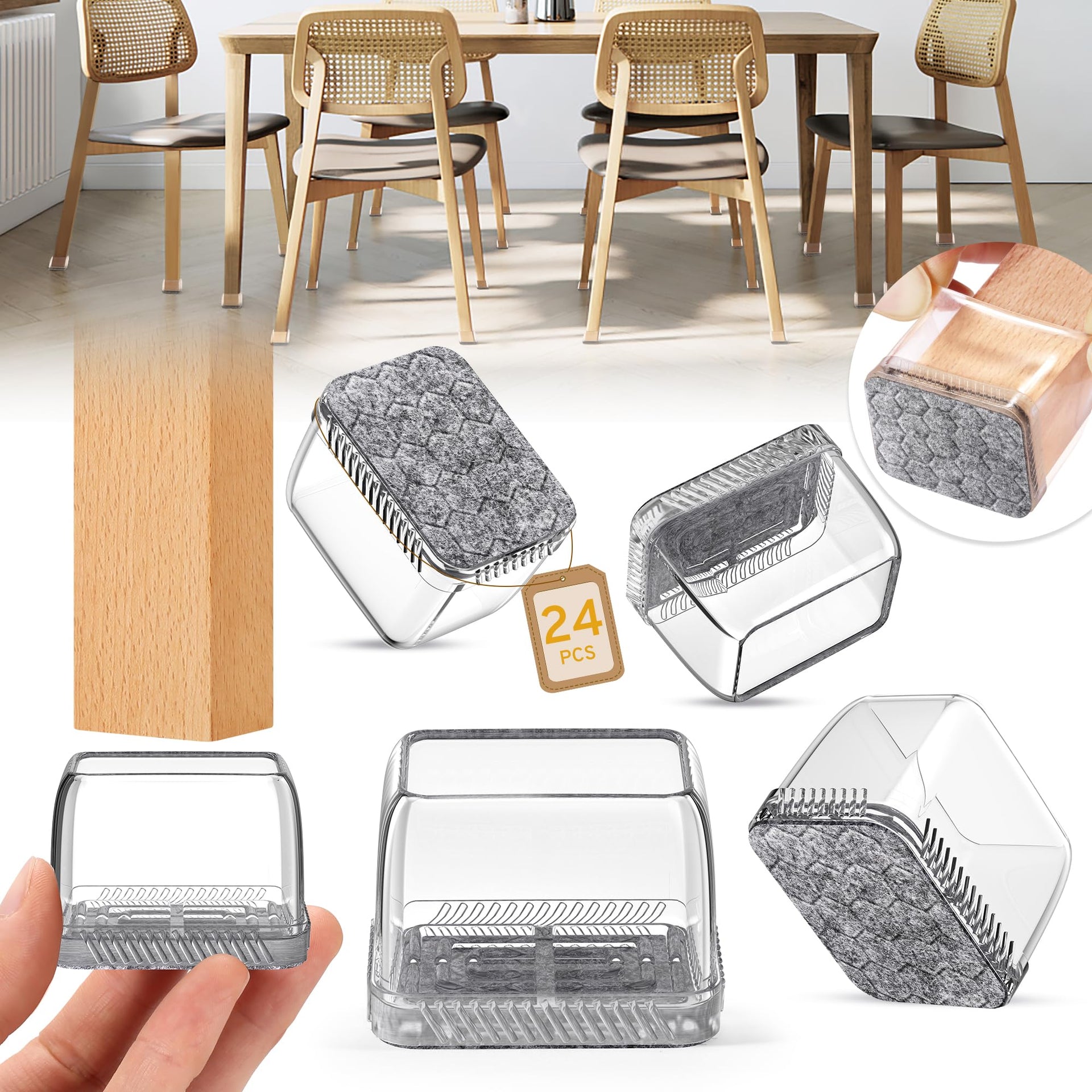 24PCS Rectangular Chair Leg Floor Protectors (24 Count)