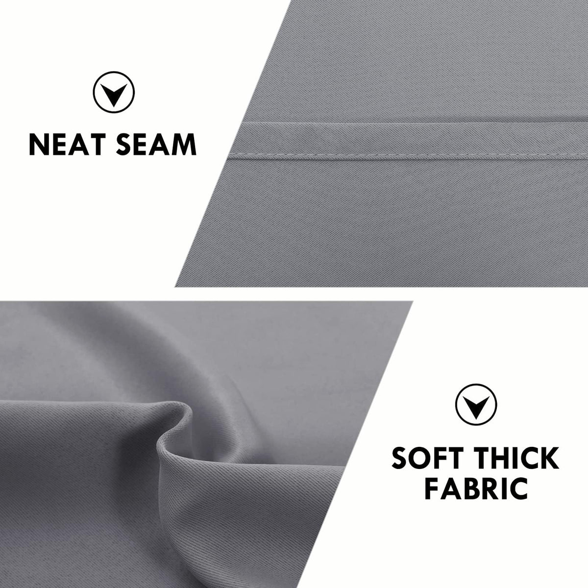 Wide Blackout Curtains for Bedroom Living Room 70 x 63 Inch Long Grey (2 Count)