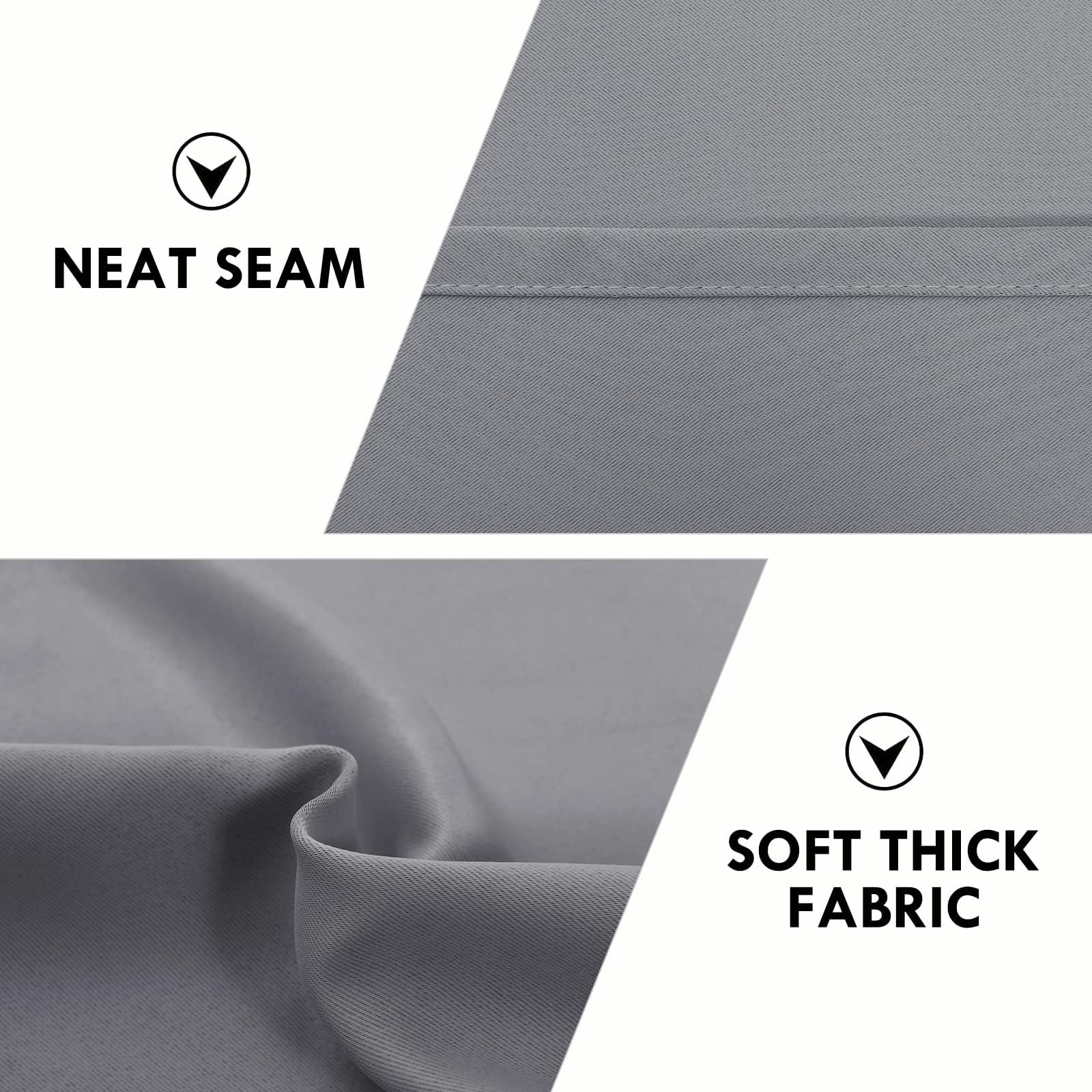 Wide Blackout Curtains for Bedroom Living Room 70 x 84 Inch Long Grey (2 Count)