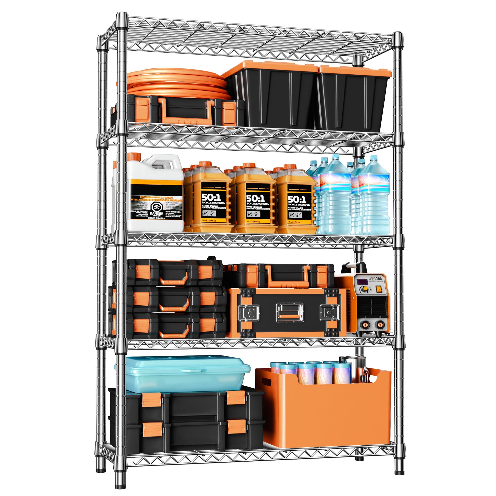 1750LBS Garage Shelving Wide Storage Shelves 5 Tier Metal Shelves Heavy Duty Adjustable Utility Shelf Rack