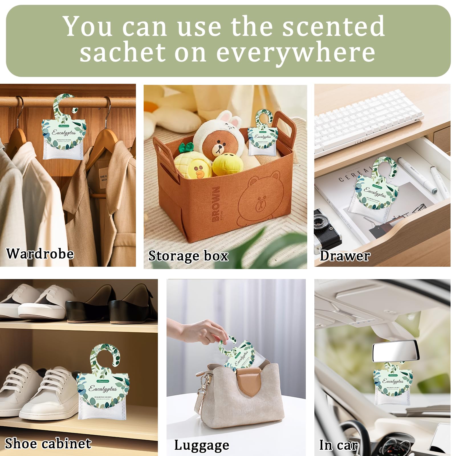 15PCS Eucalyptus Scented Sachets for Drawers and Closets (15 Count)