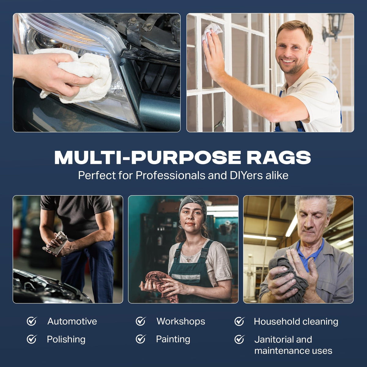 Angel-in-Armor Colored T-Shirt Rags – 50lb Bulk Box of Recycled Cotton Knit Shop Rags (500 Units) – Low Lint Cleaning Cloths for Mechanics, Oil Changes, Industrial and Commercial Use (500 Count)
