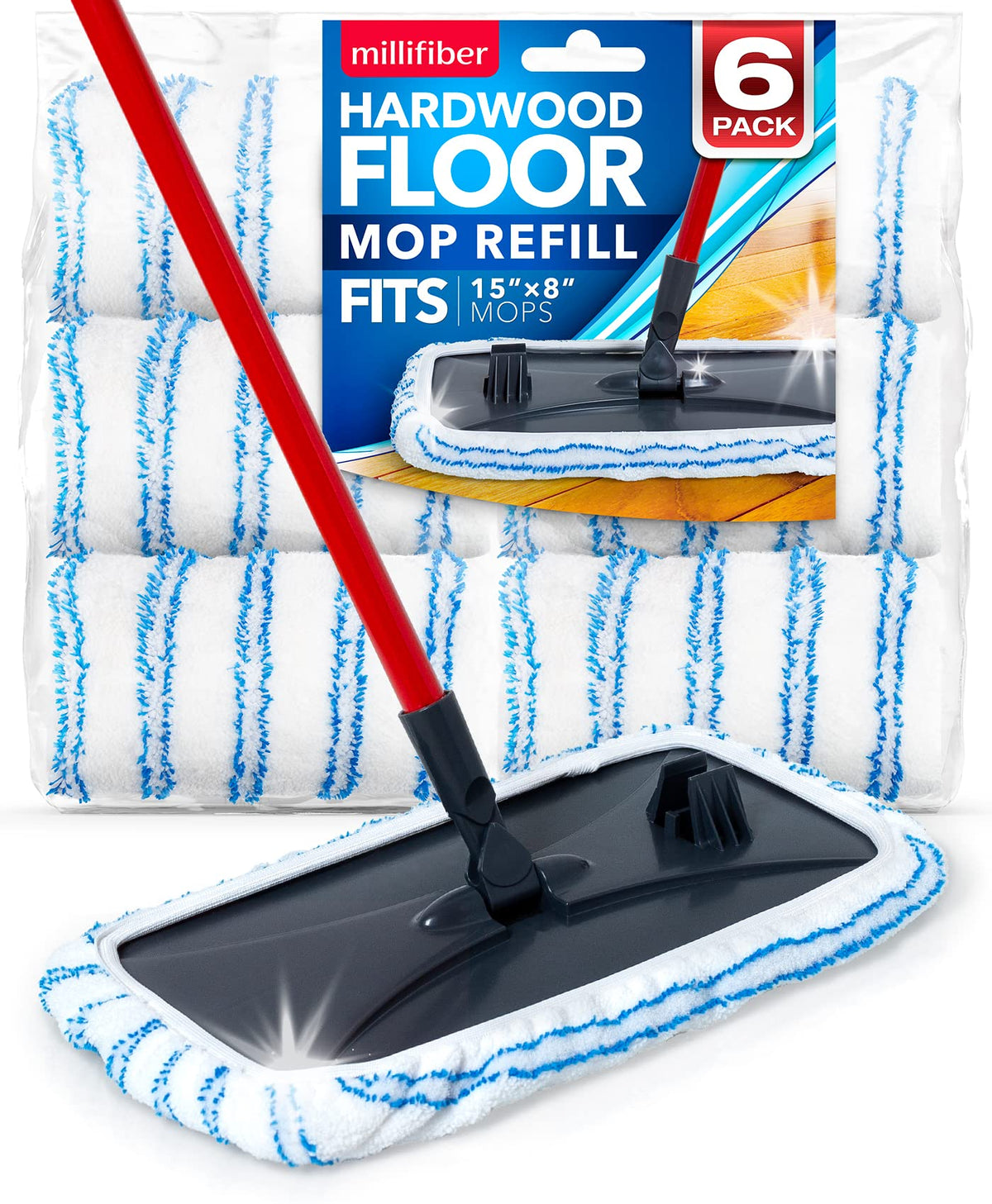 Microfiber Mop Refills 15x8 Inches (6 Count)
