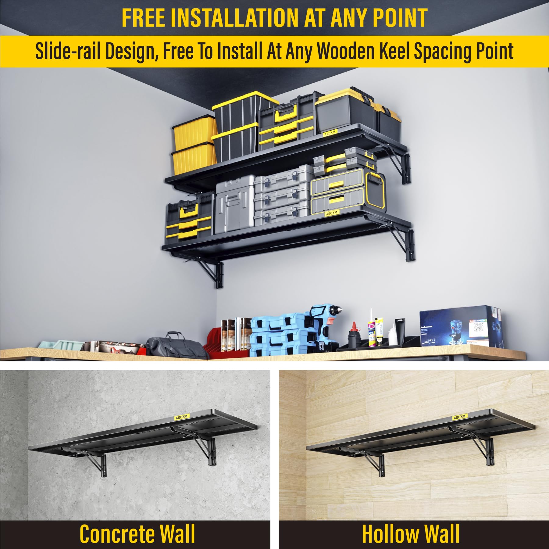 1.2x3ft Adjustable Rail Type Folding Storage Rack Shelf