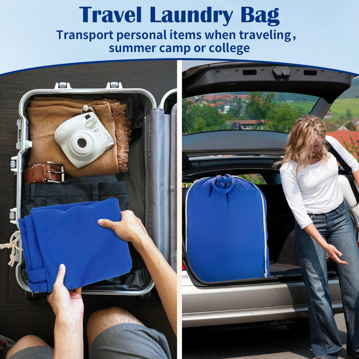 Laundry Bag with Handles & Drawstring Closure