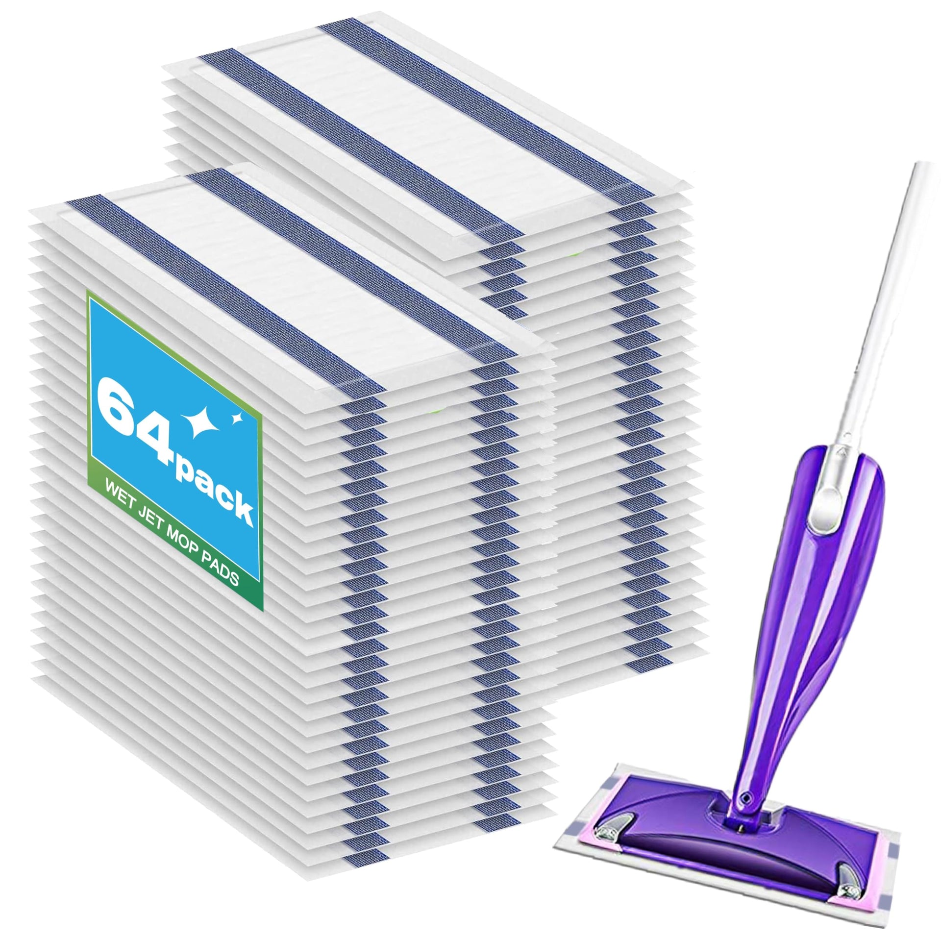 64p Disposable Refill Pack Compatible for Swiffer Wet Jet Spray Mops (64 Count)