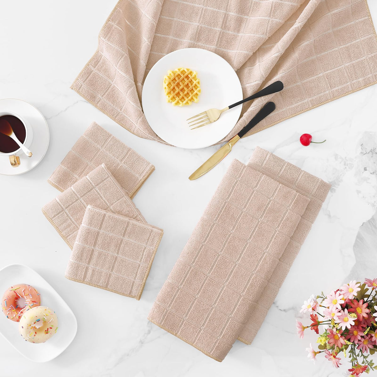 Microfiber Kitchen Towels and Dishcloths Sets (12 Count)