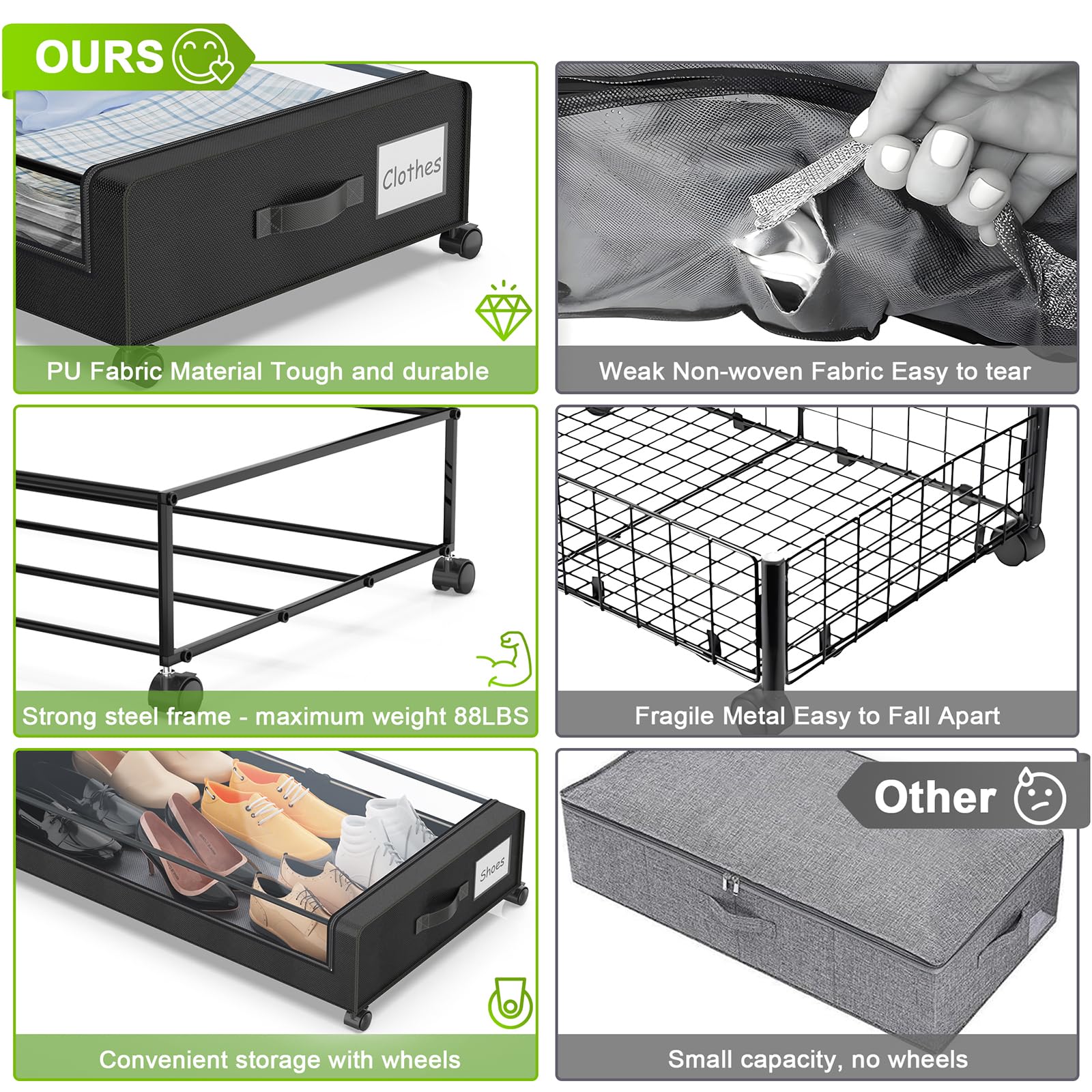Under Bed Storage with Wheels (2 Count)